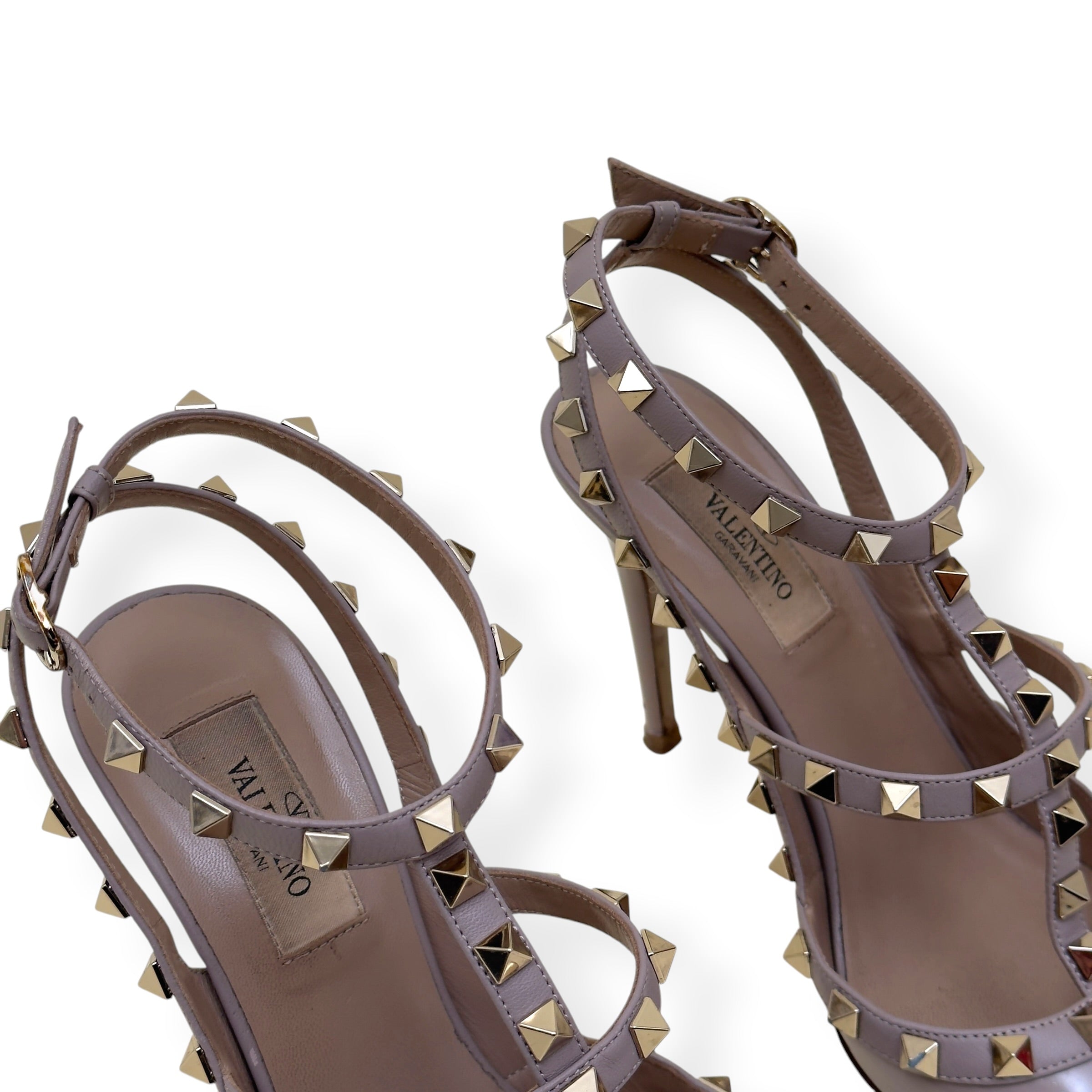 VALENTINO GARAVANI ROCKSTUD PATENT LEATHER HEELS NUDE 100 37 / UK7