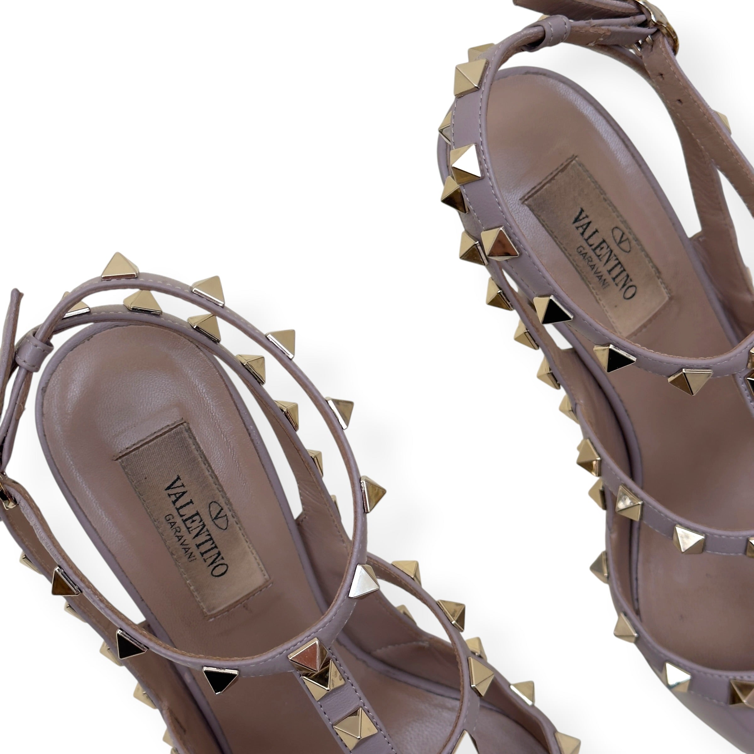 VALENTINO GARAVANI ROCKSTUD PATENT LEATHER HEELS NUDE 100 37 / UK7