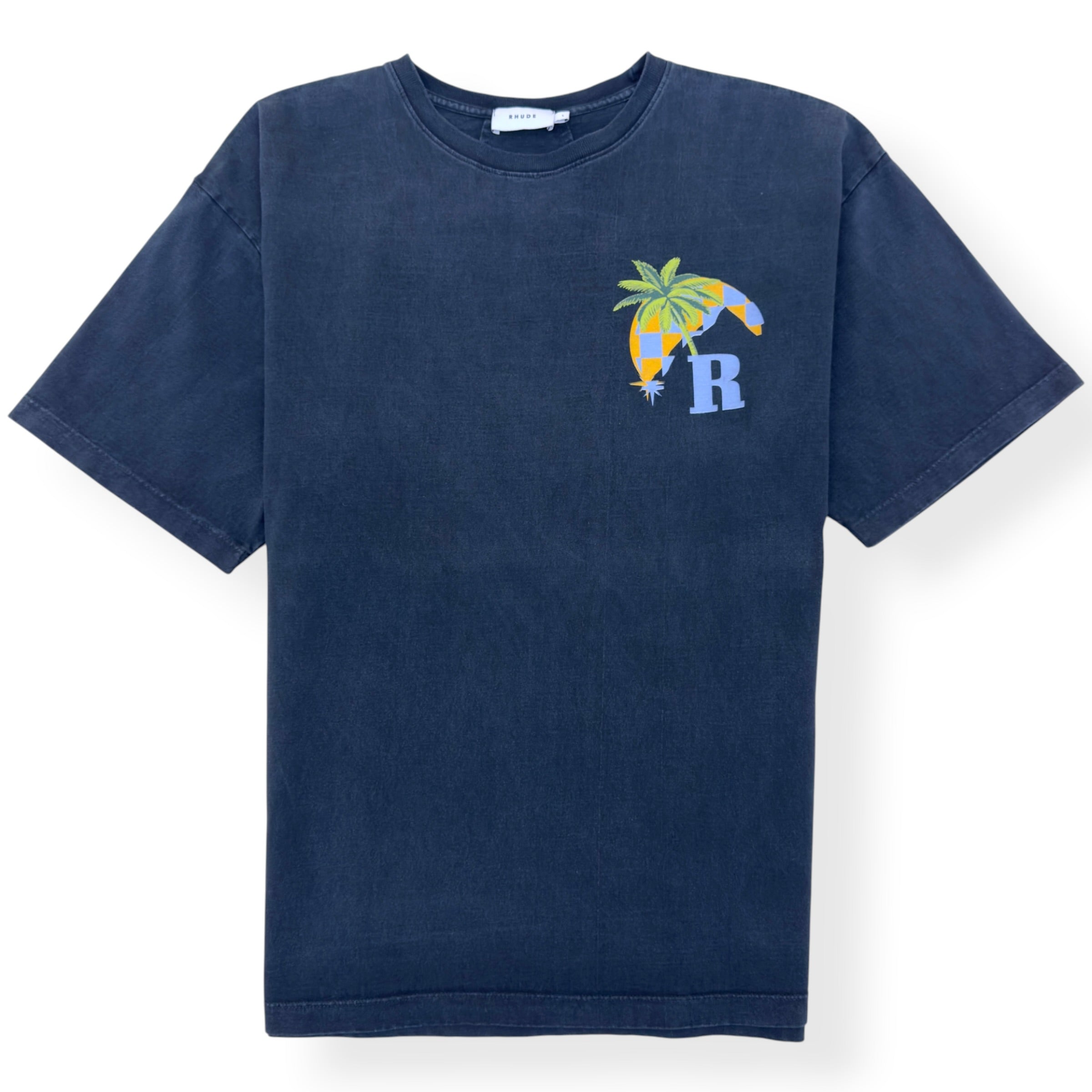 RHUDE MOONLIGHT TROPICS T-SHIRT NAVY L