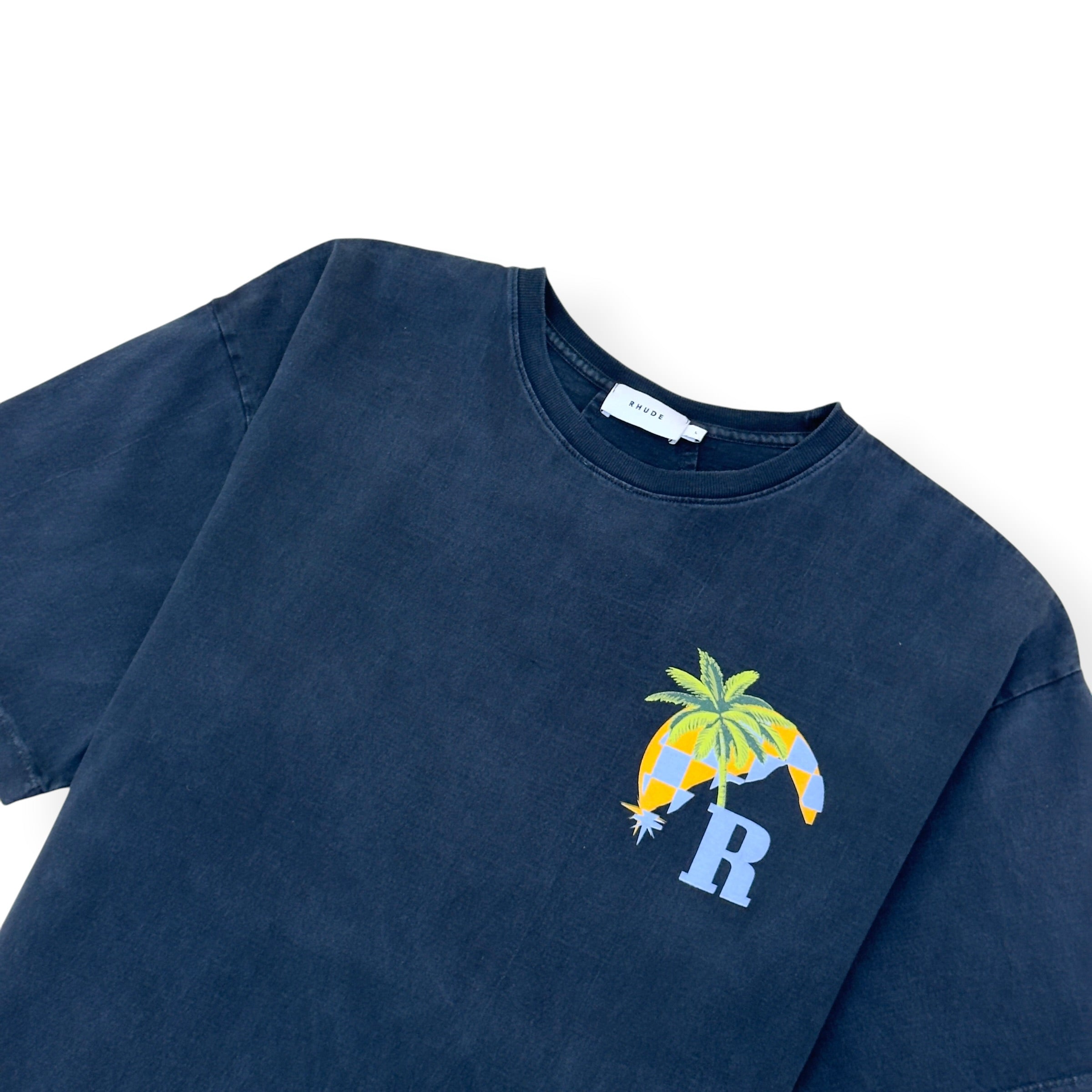RHUDE MOONLIGHT TROPICS T-SHIRT NAVY L
