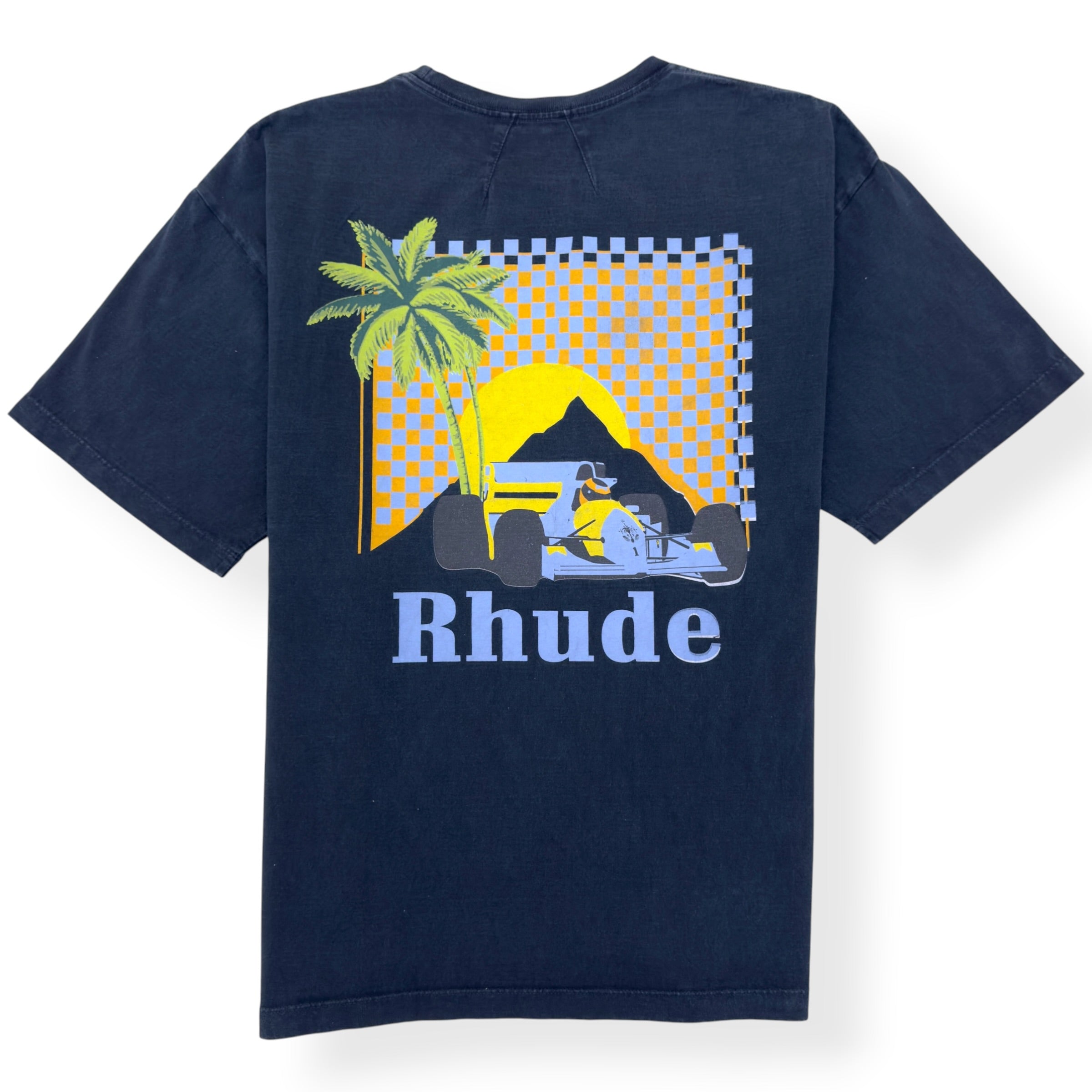 RHUDE MOONLIGHT TROPICS T-SHIRT NAVY L