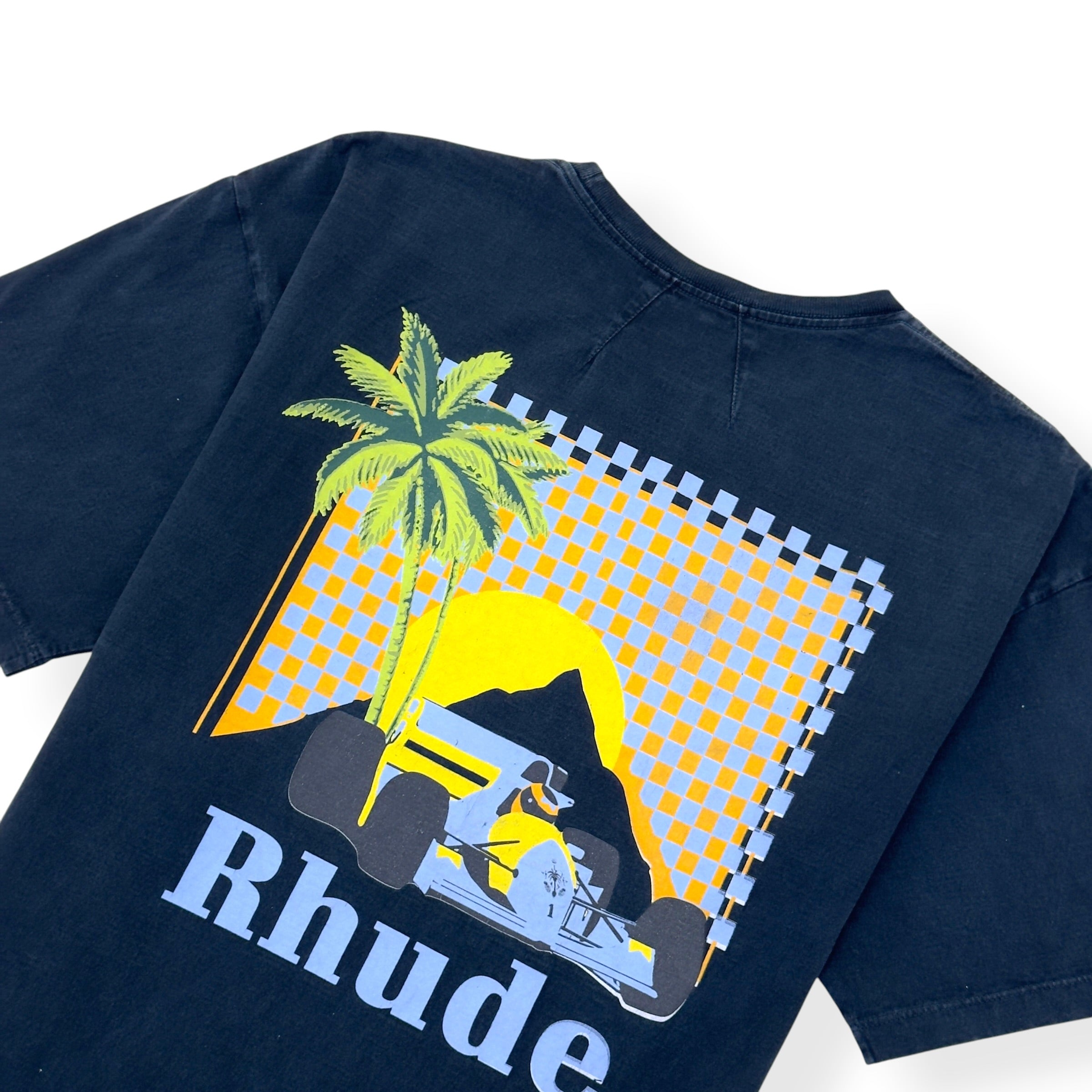 RHUDE MOONLIGHT TROPICS T-SHIRT NAVY L
