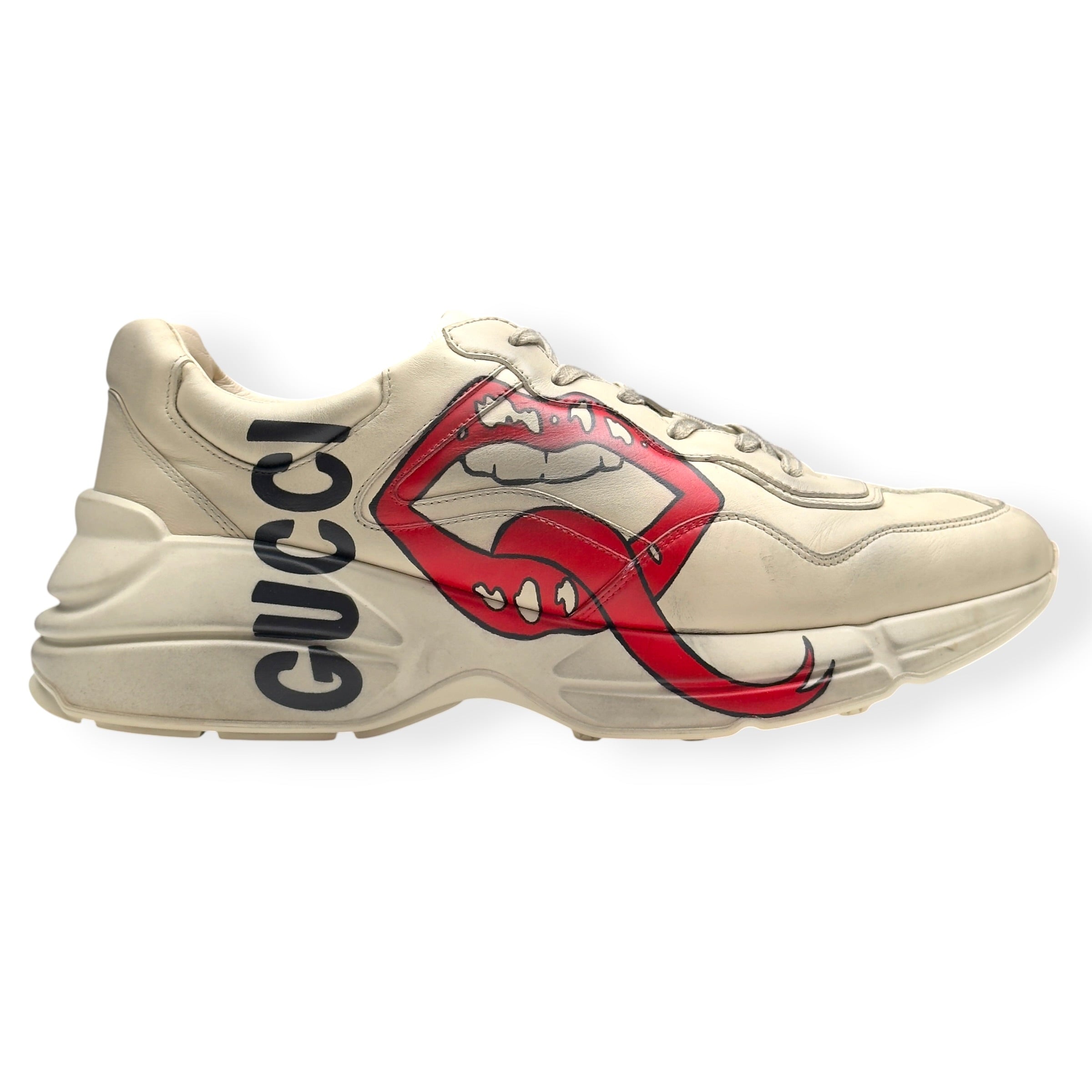 GUCCI RHYTON MOUTH PRINT SNEAKER CREAM / RED UK11