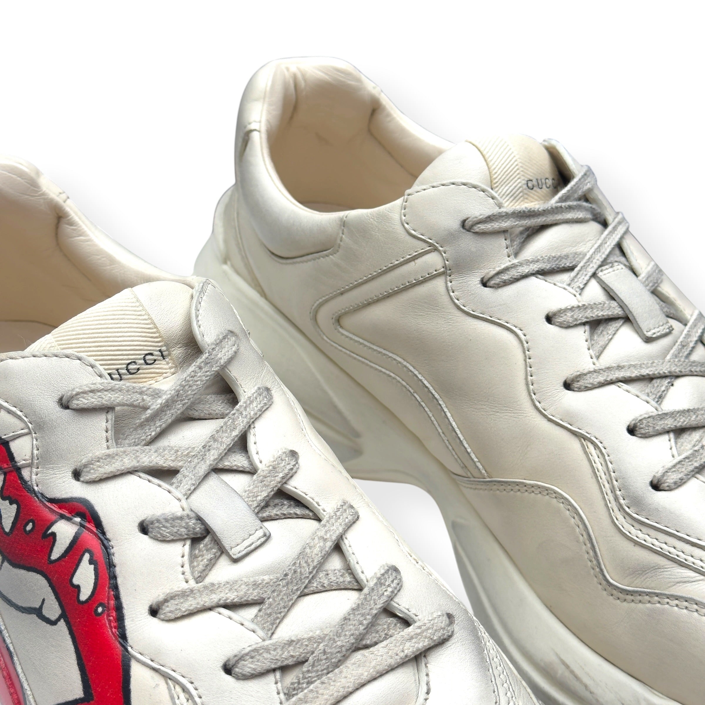 GUCCI RHYTON MOUTH PRINT SNEAKER CREAM / RED UK11