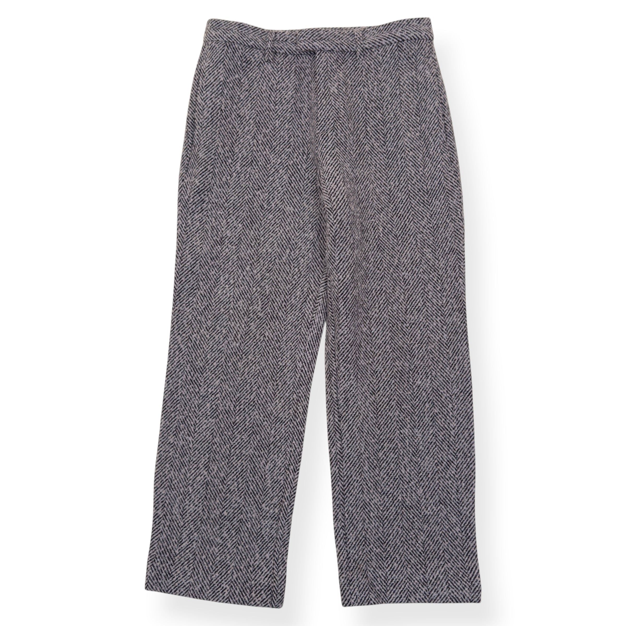 PERCIVAL HERRINGBONE STRAIGHT-LEG WOOL TROUSERS GREY 32 / M