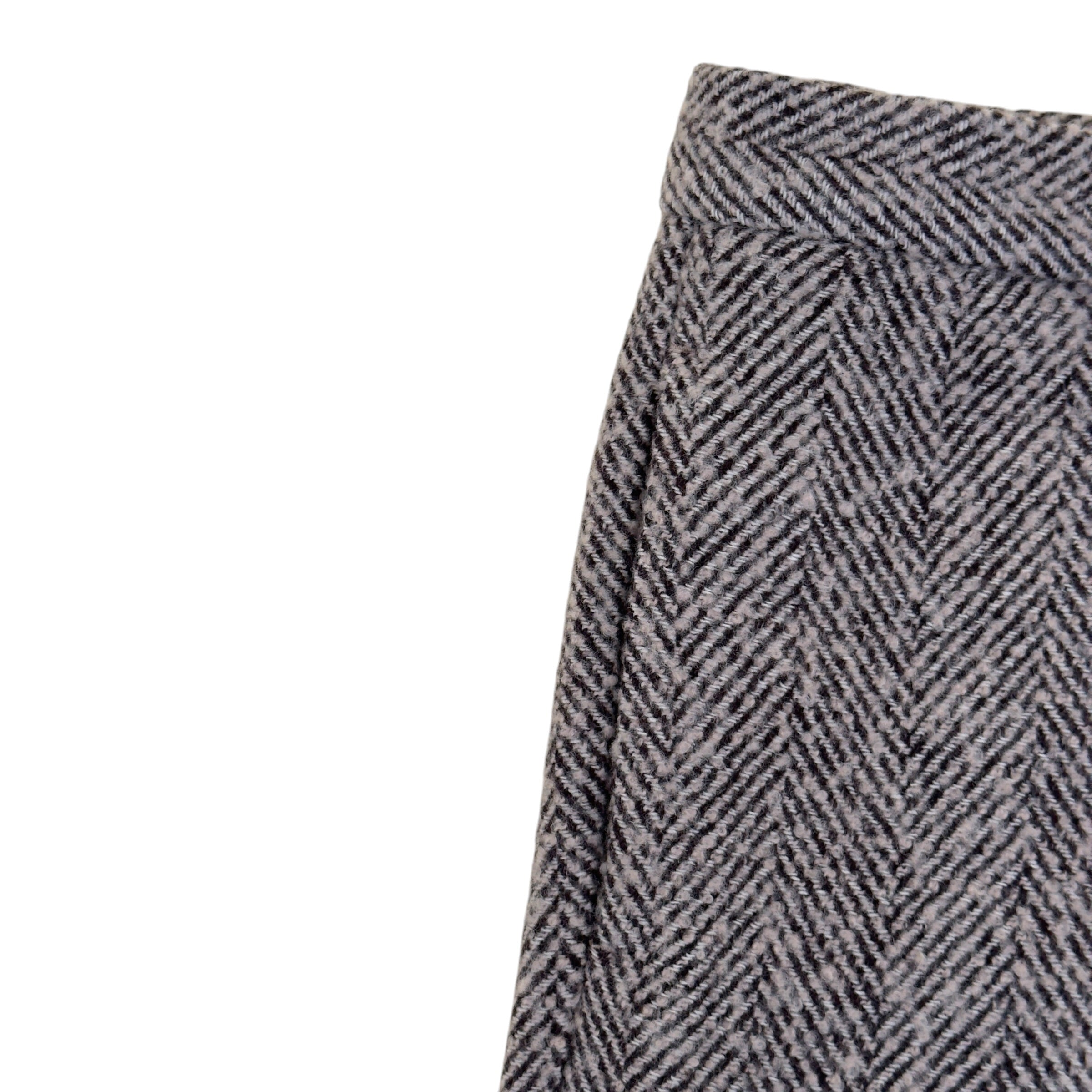 PERCIVAL HERRINGBONE STRAIGHT-LEG WOOL TROUSERS GREY 32 / M