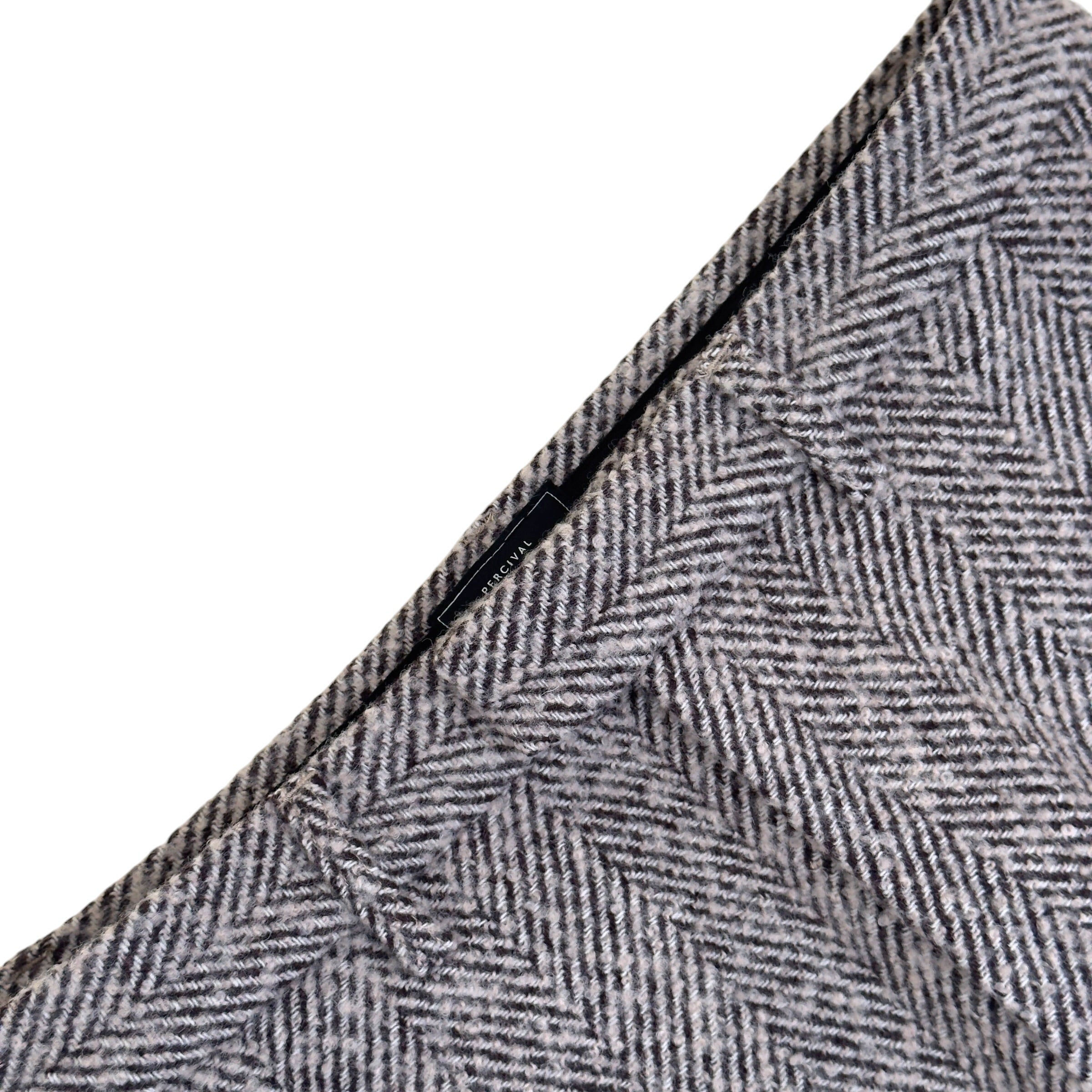 PERCIVAL HERRINGBONE STRAIGHT-LEG WOOL TROUSERS GREY 32 / M