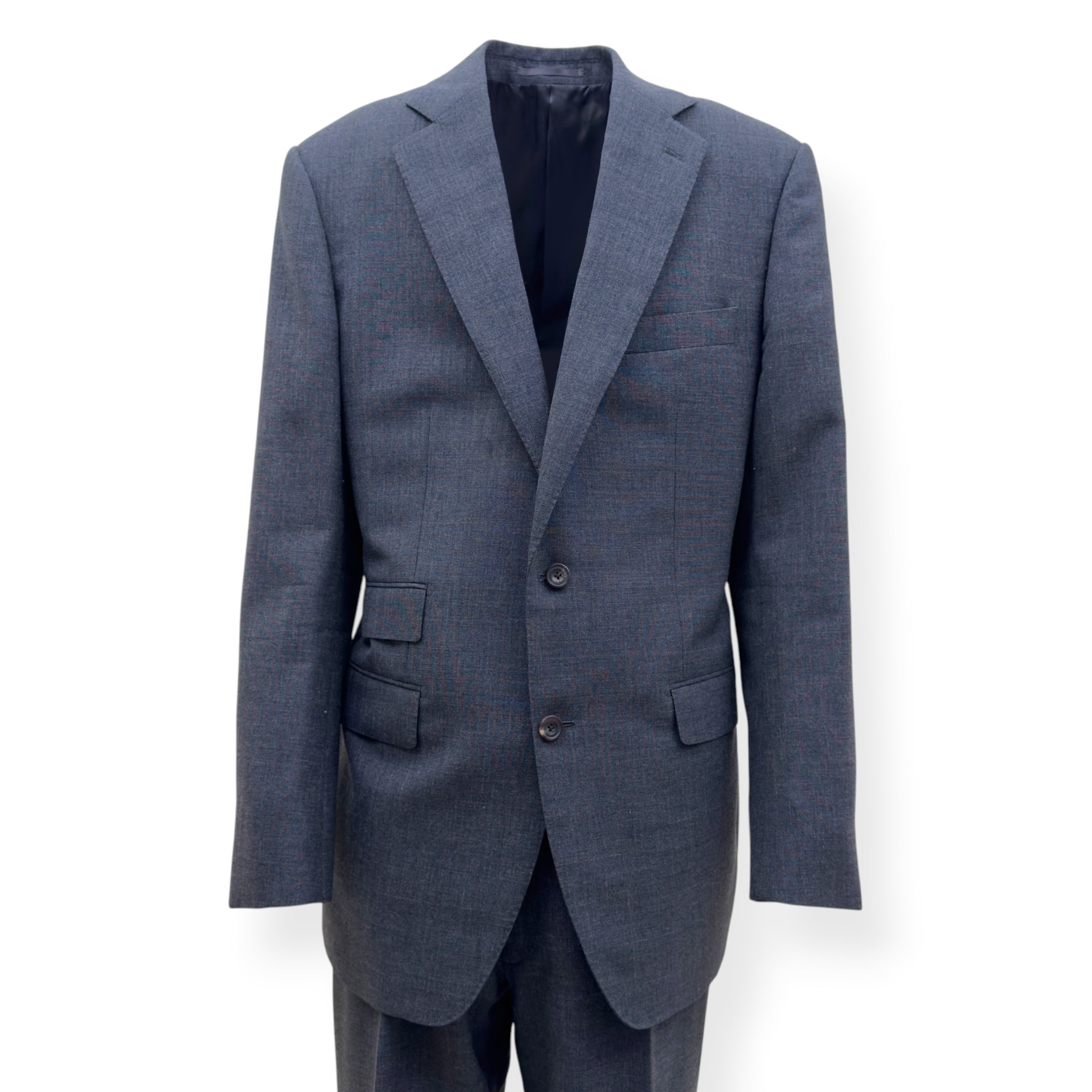 THOM SWEENEY BESPOKE LINEN SUIT GREY XL