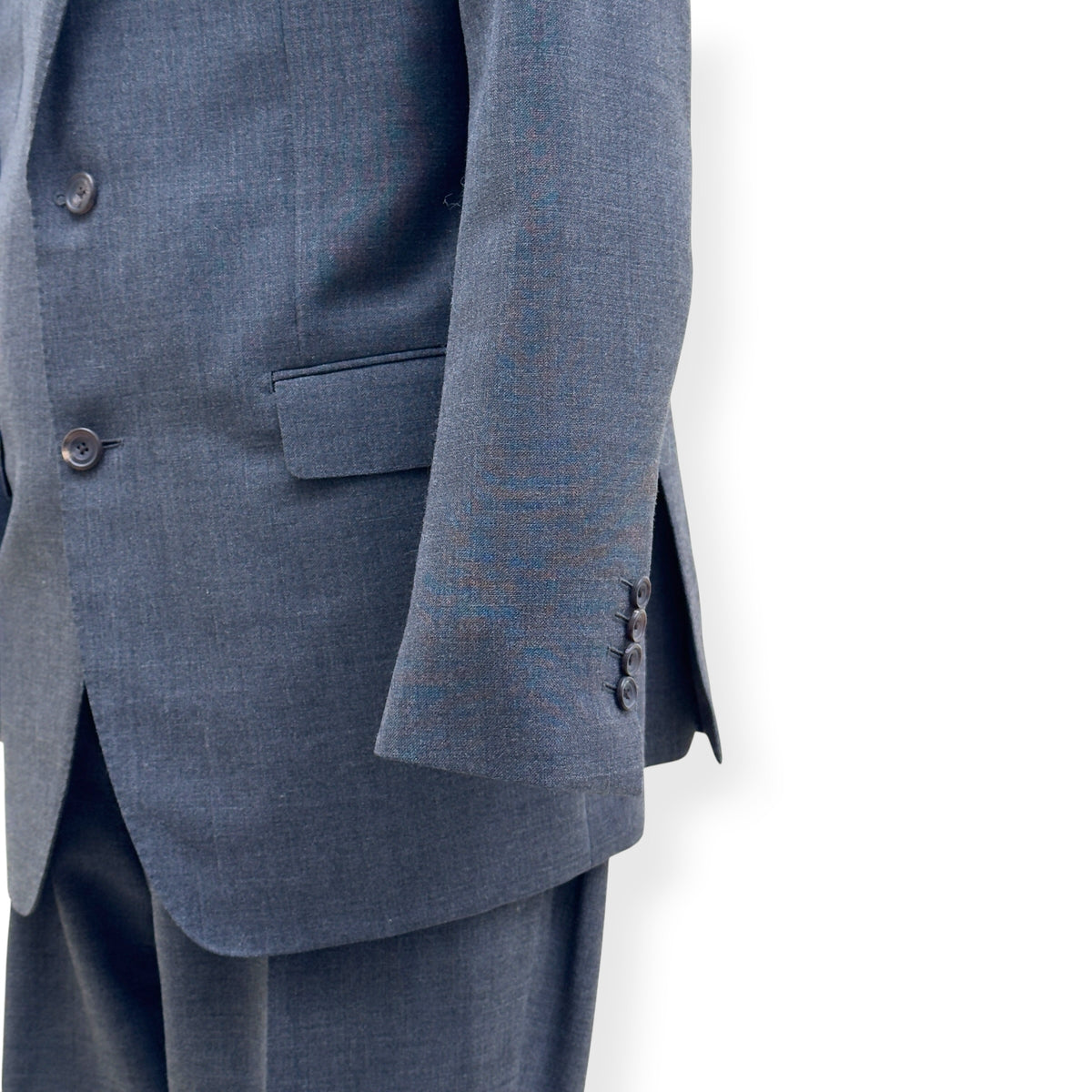 THOM SWEENEY BESPOKE LINEN SUIT GREY XL
