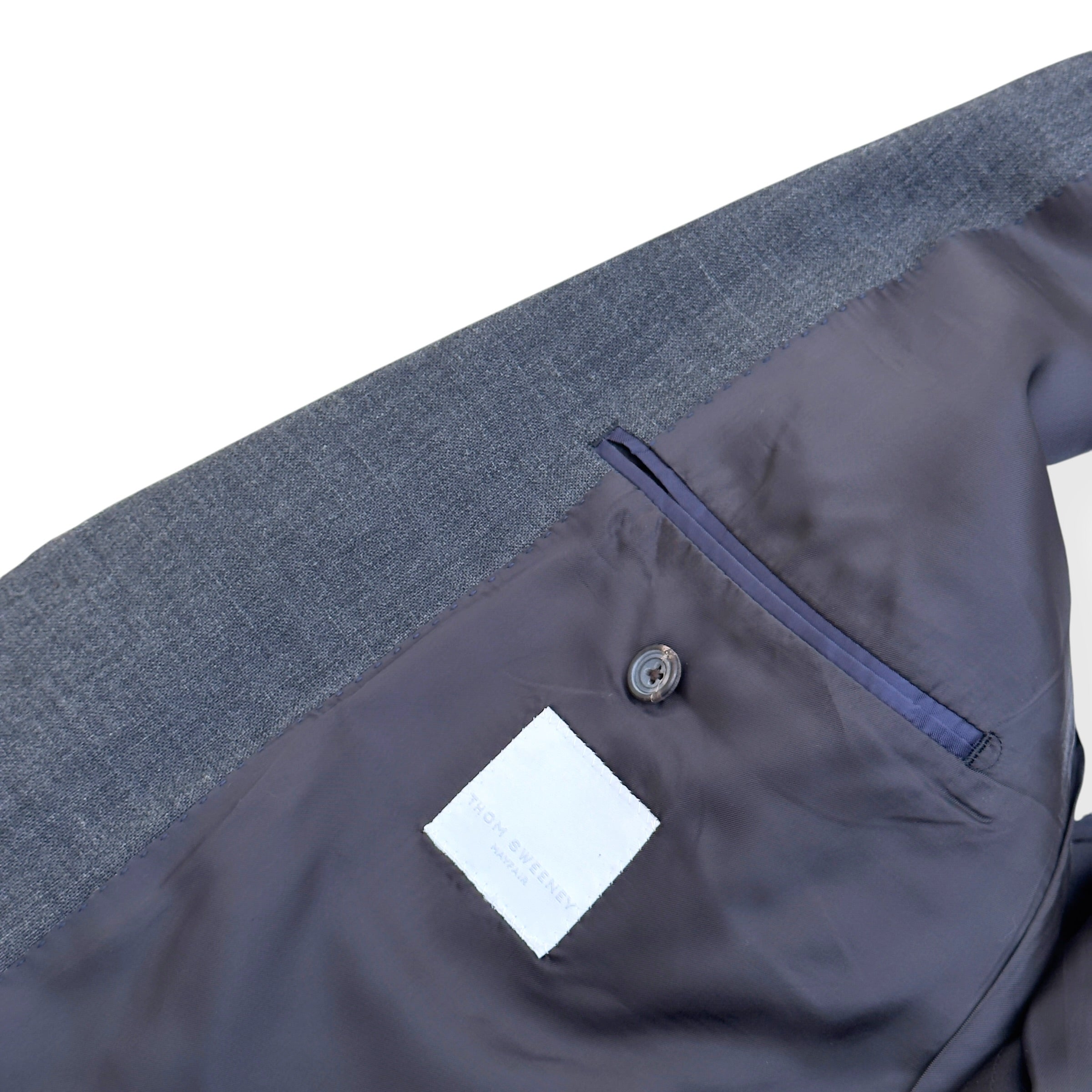 THOM SWEENEY BESPOKE LINEN SUIT GREY XL