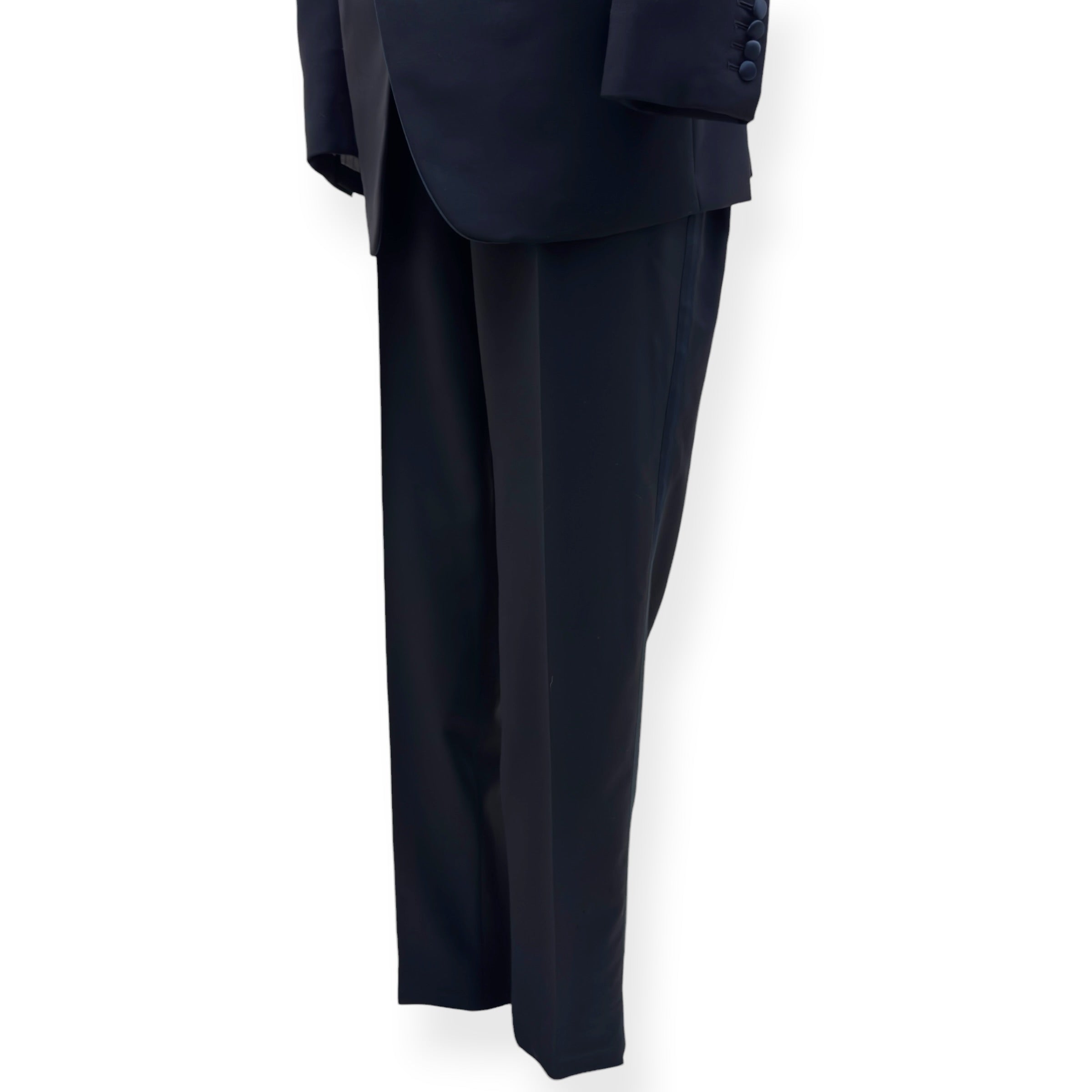 THOM SWEENEY BESPOKE WOOL / SATIN LAPEL DINNER SUIT BLACK XL