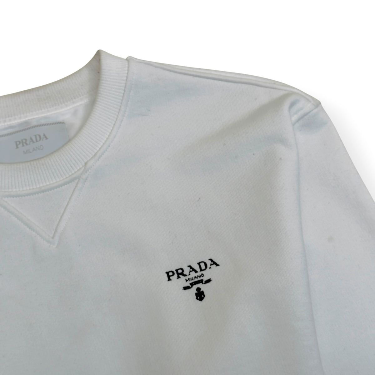 PRADA LOGO SWEATSHIRT WHITE L