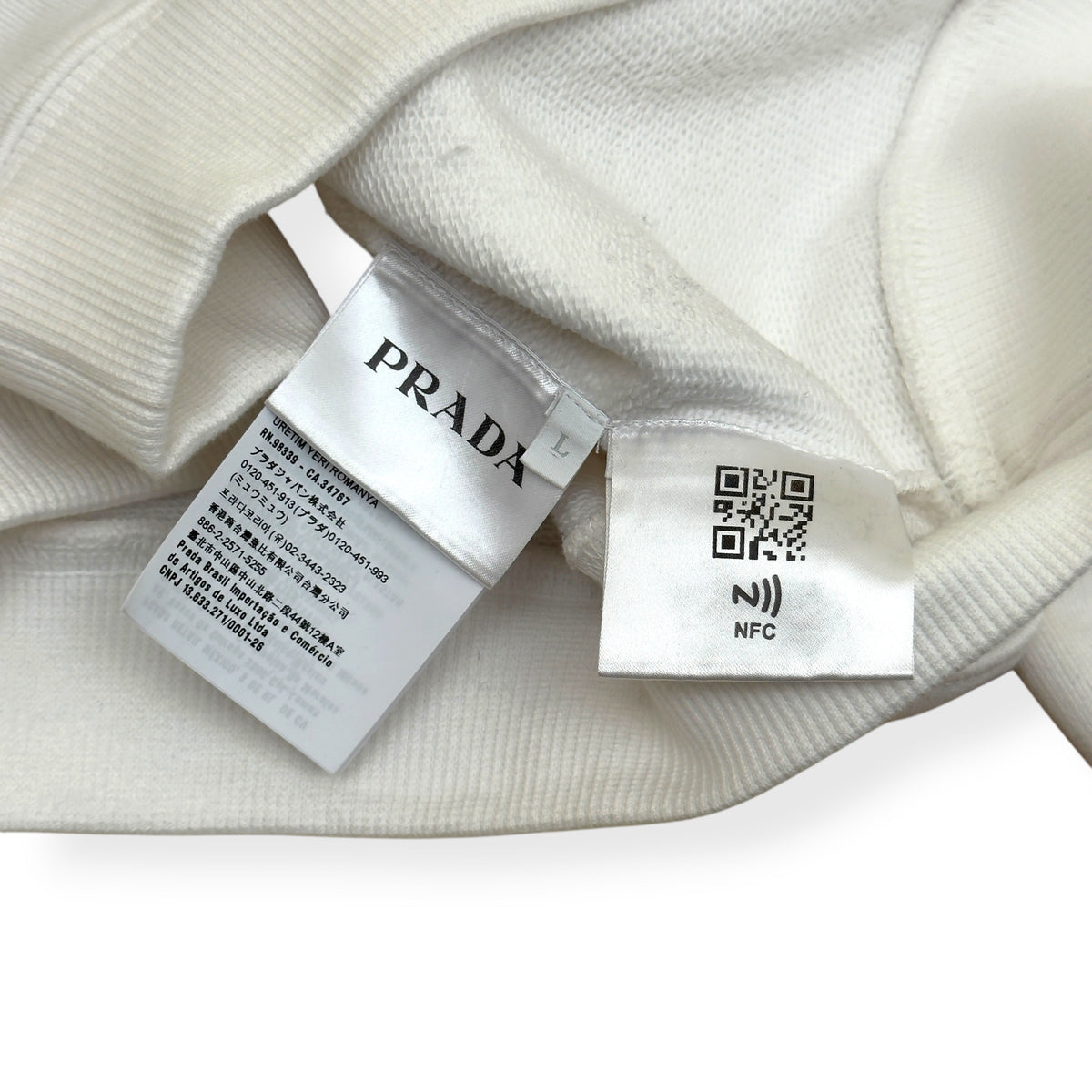 PRADA LOGO SWEATSHIRT WHITE L