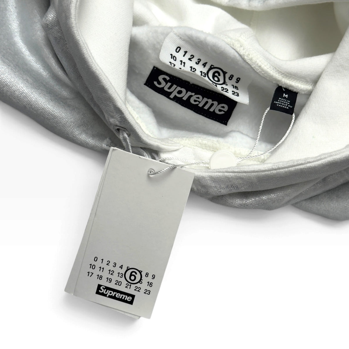 SUPREME MM6 MAISON MARGIELA FOIL BOX LOGO HOODED SWEATSHIRT OFF-WHITE M