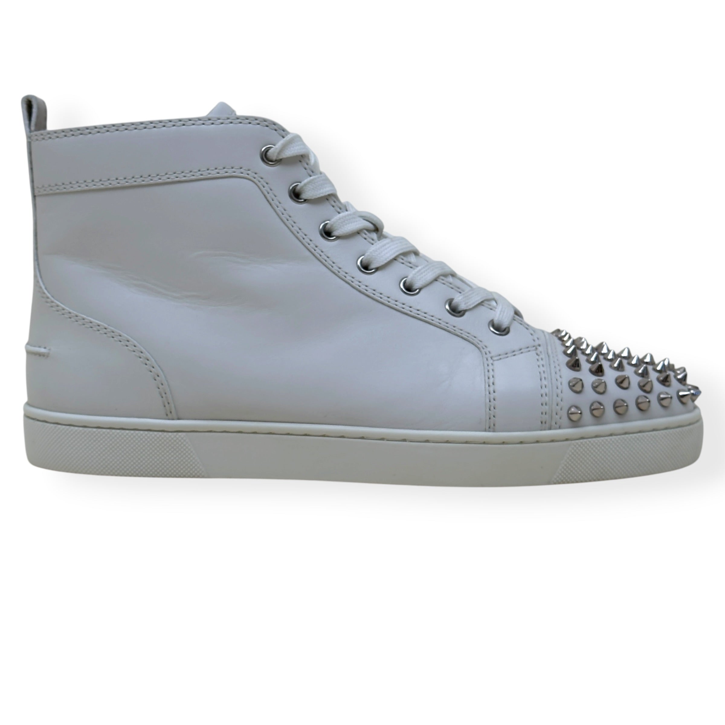 CHRISTIAN LOUBOUTIN LOUIS SPIKES HIGH-TOP LEATHER SNEAKER WHITE 43 / UK9
