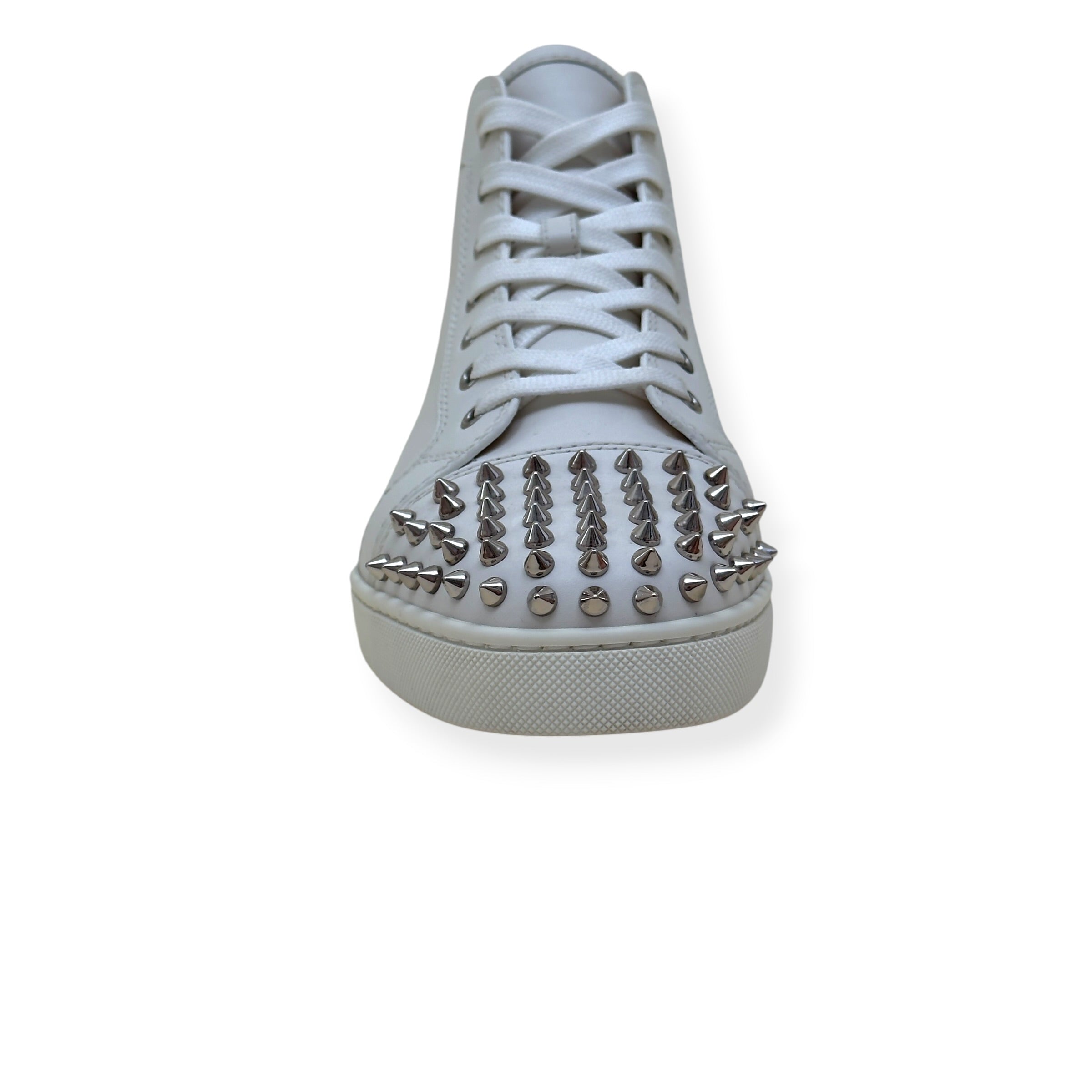 CHRISTIAN LOUBOUTIN LOUIS SPIKES HIGH-TOP LEATHER SNEAKER WHITE 43 / UK9