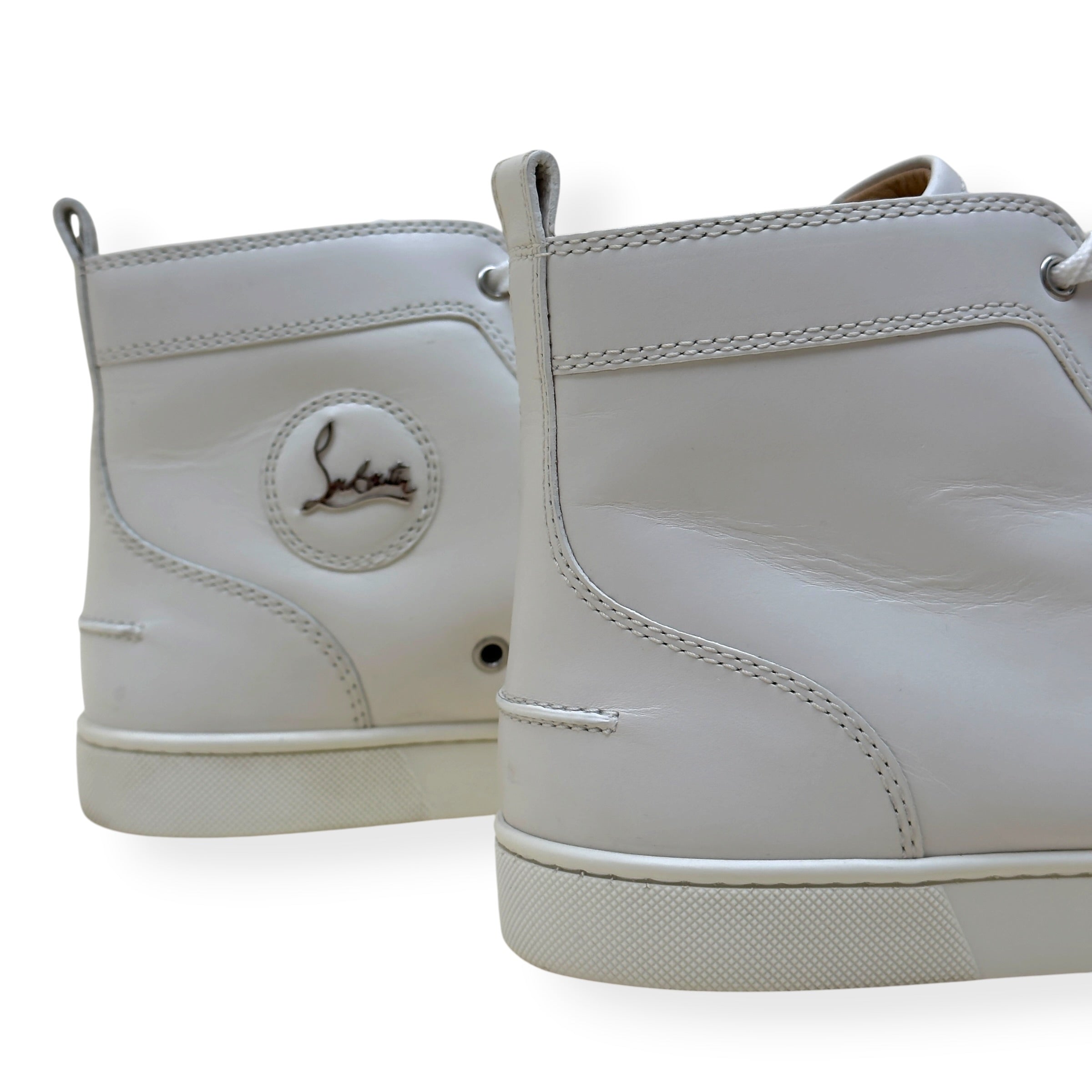 CHRISTIAN LOUBOUTIN LOUIS SPIKES HIGH-TOP LEATHER SNEAKER WHITE 43 / UK9