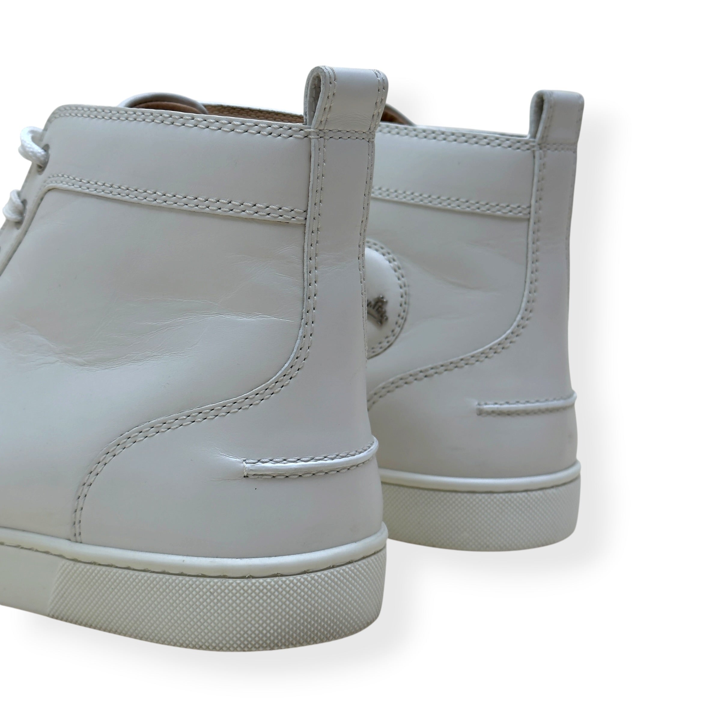 CHRISTIAN LOUBOUTIN LOUIS SPIKES HIGH-TOP LEATHER SNEAKER WHITE 43 / UK9