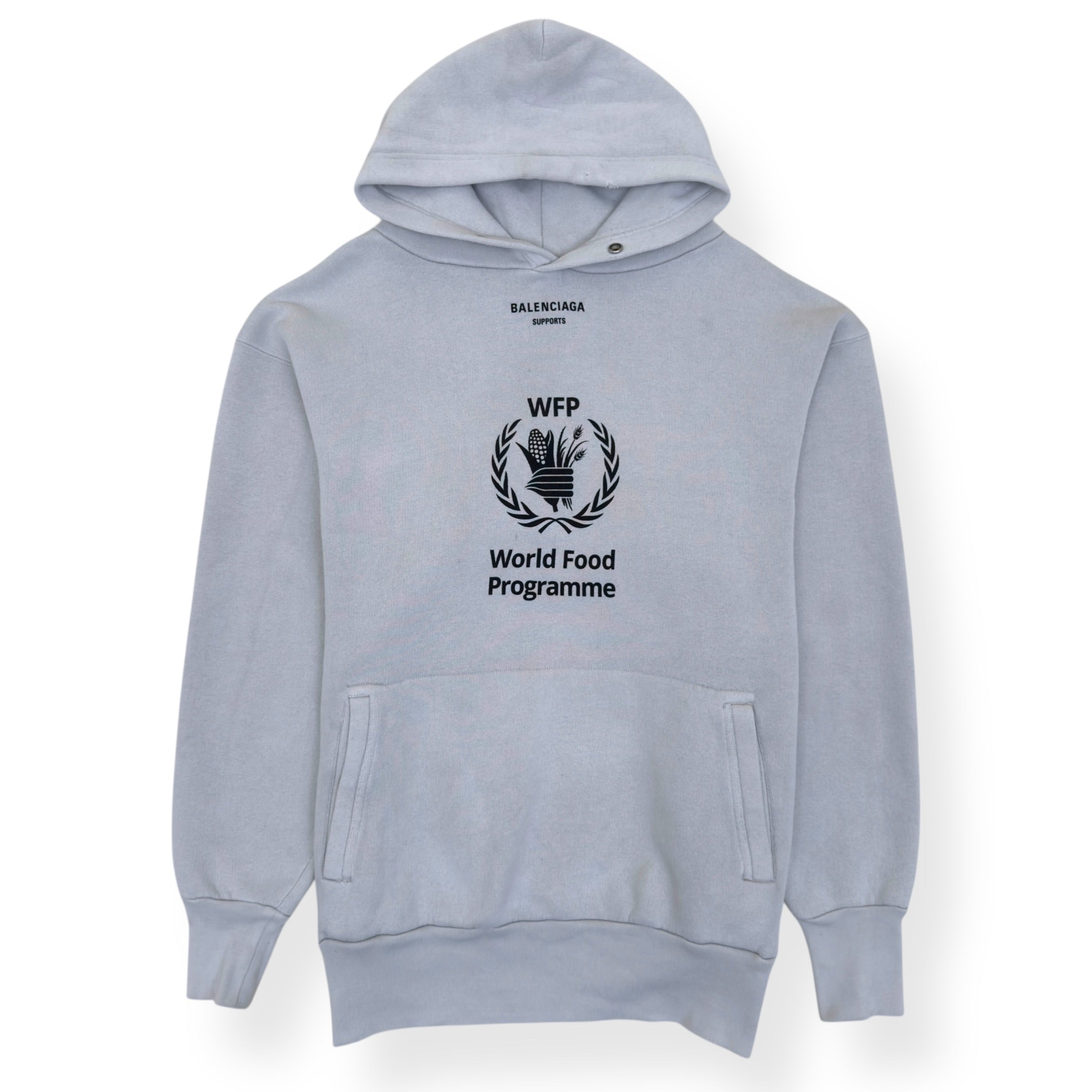 BALENCIAGA OVERSIZED WORLD FOOD PROGRAMME HOODIE WHITE XS