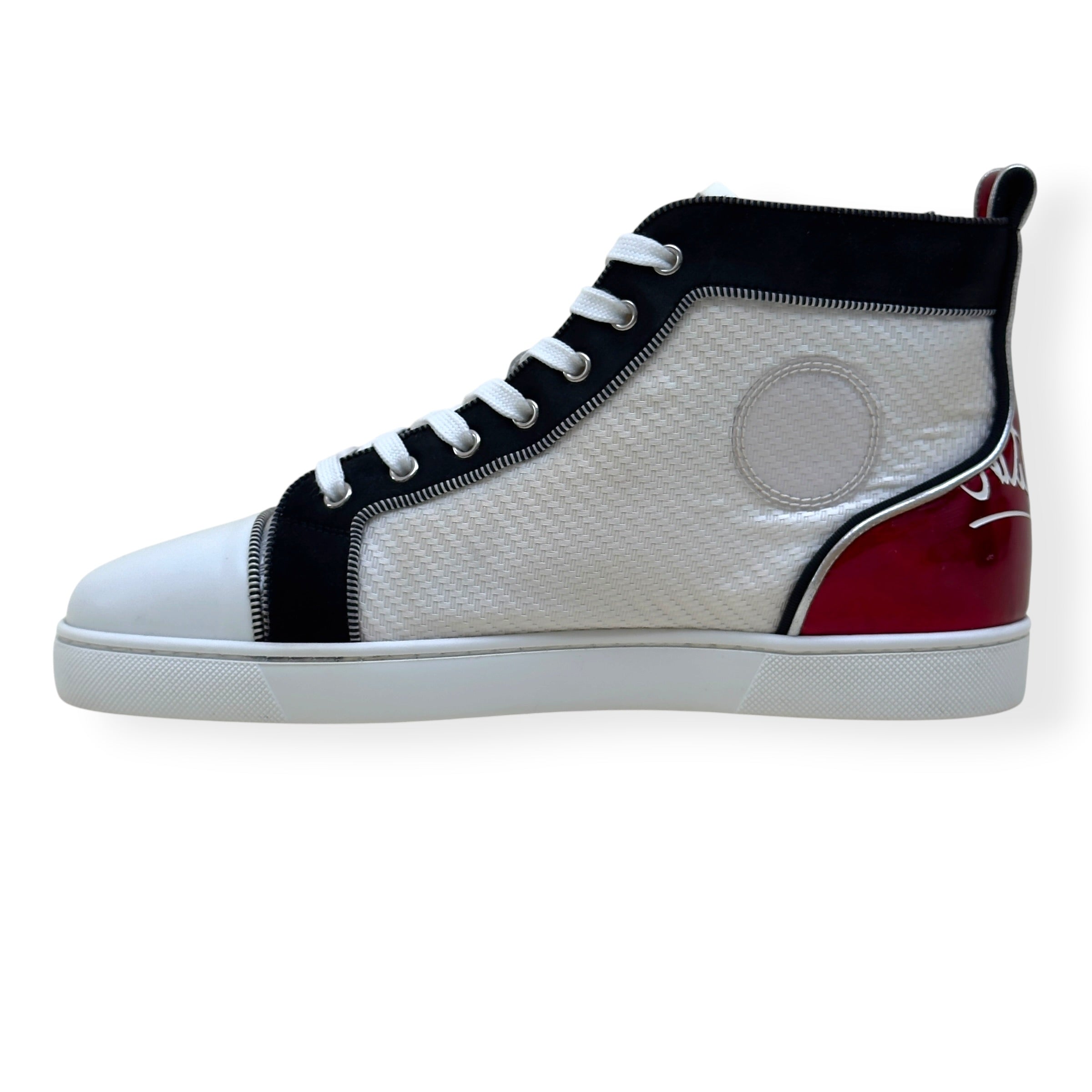 CHRISTIAN LOUBOUTIN LOUIS ORLATO HIGH-TOP SNEAKER WHITE / NAVY / RED 43 / UK9