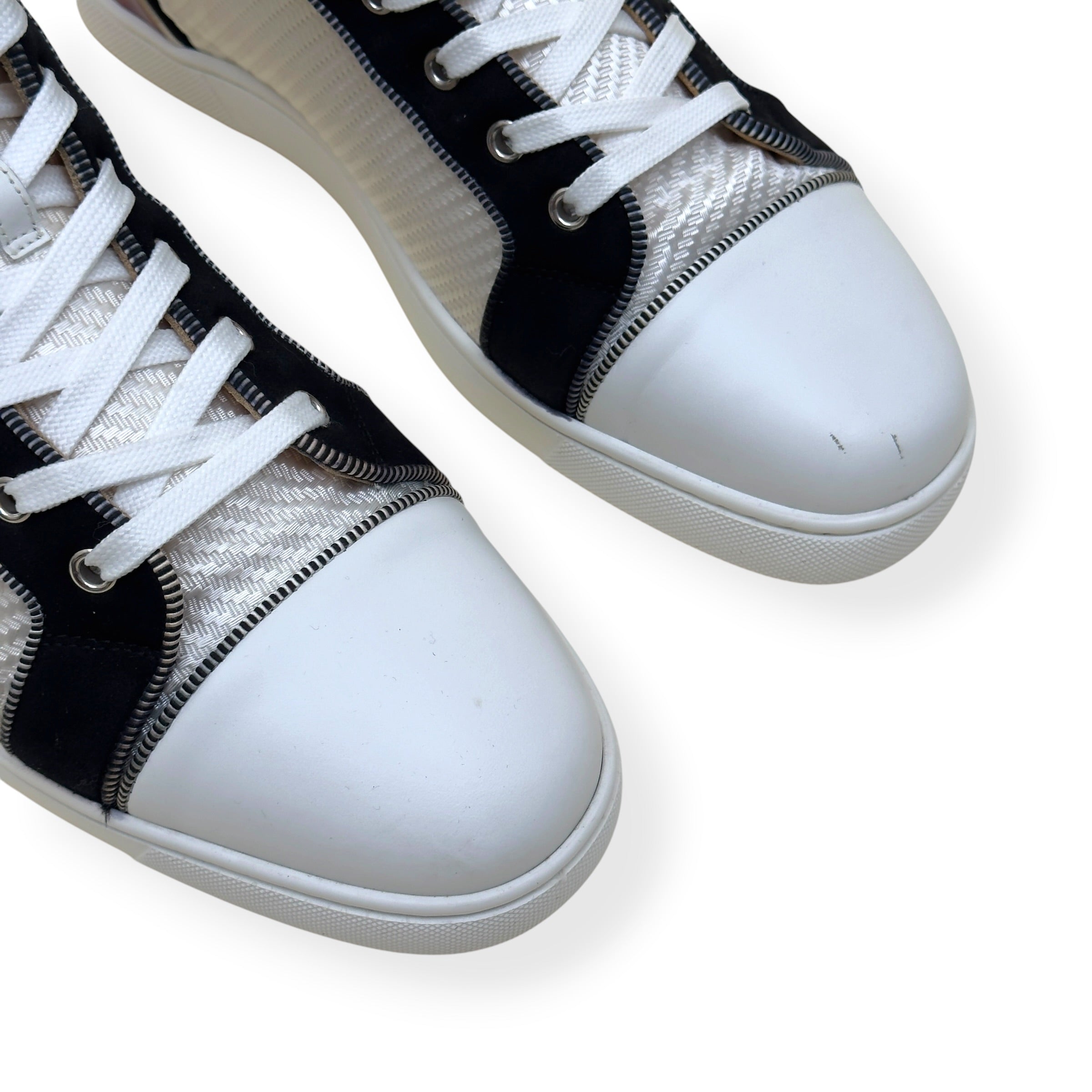 CHRISTIAN LOUBOUTIN LOUIS ORLATO HIGH-TOP SNEAKER WHITE / NAVY / RED 43 / UK9