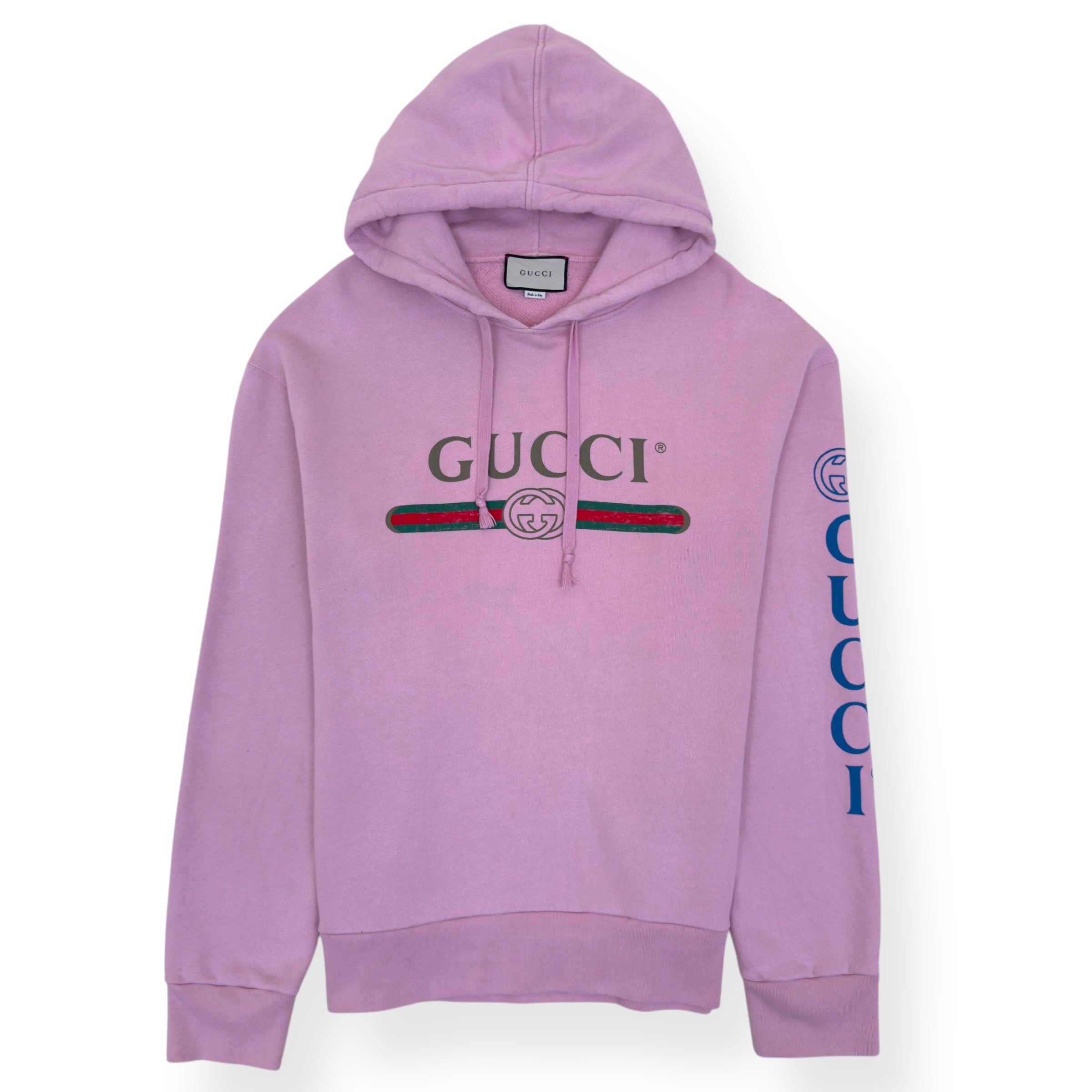 GUCCI VINTAGE LOGO DRAGON HOODIE PINK XXL