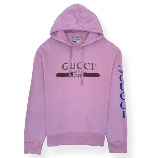 GUCCI VINTAGE LOGO DRAGON HOODIE PINK XXL