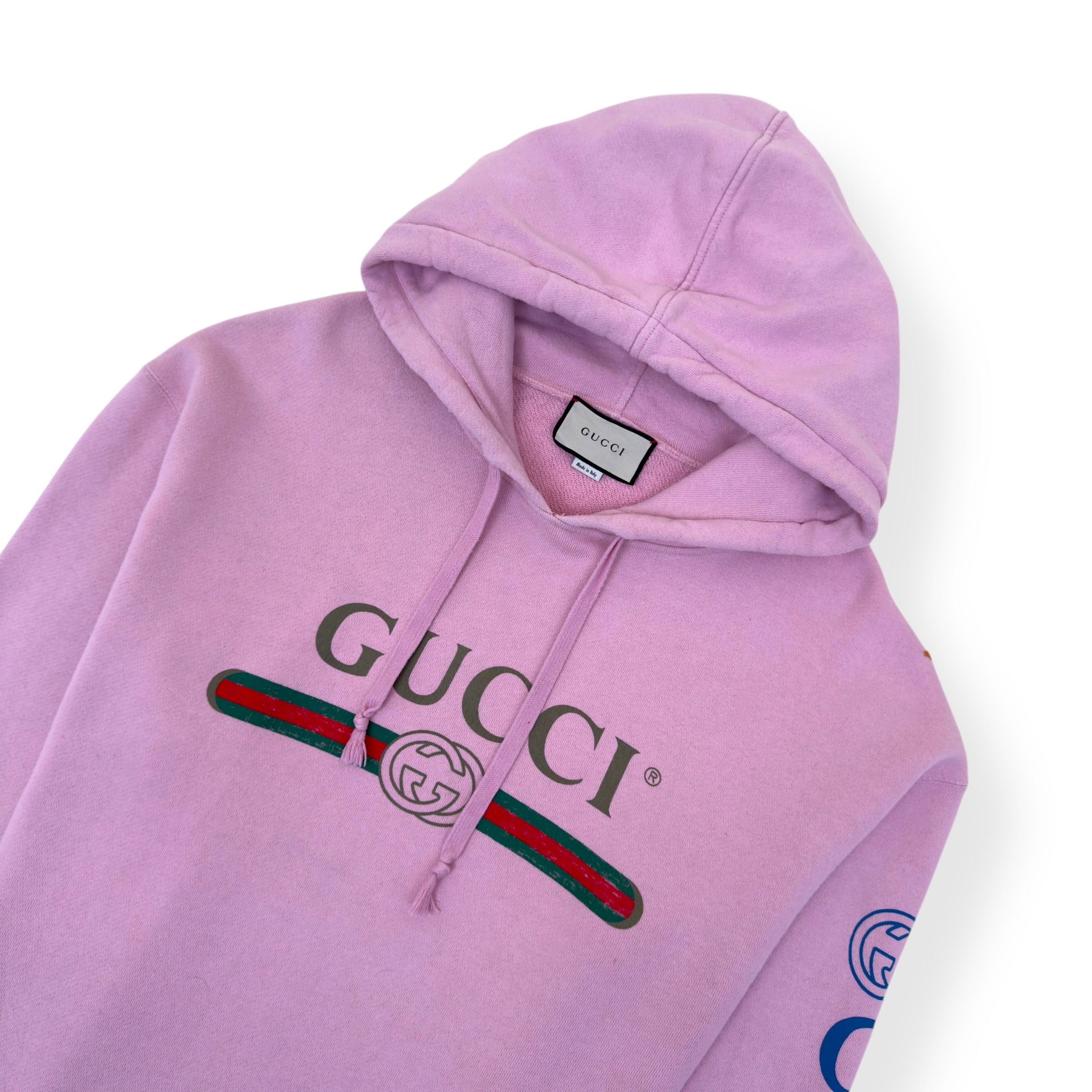GUCCI VINTAGE LOGO DRAGON HOODIE PINK XXL