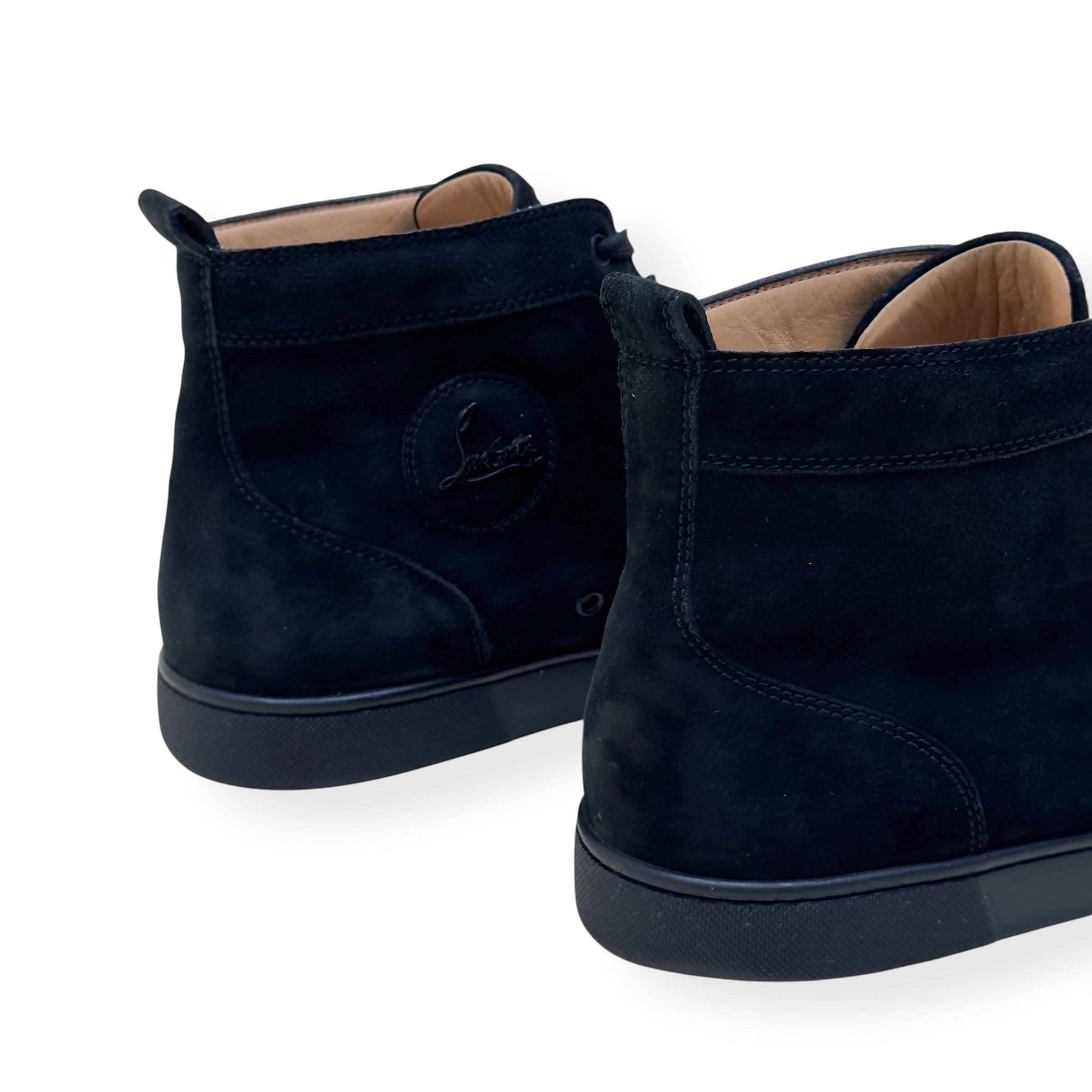 CHRISTIAN LOUBOUTIN LOUIS SPIKES HIGH-TOP SUEDE SNEAKER BLACK 43.5 / UK9.5