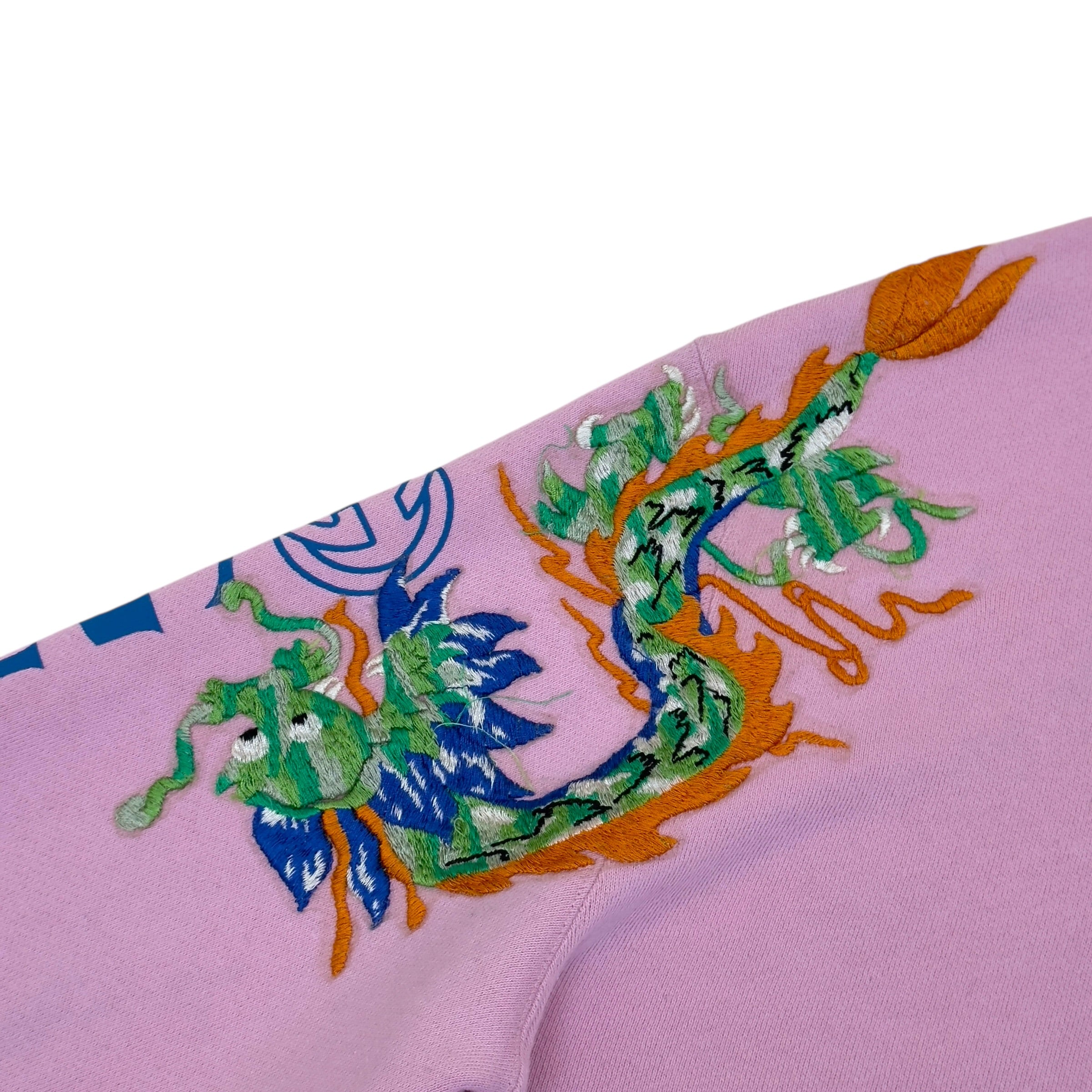 GUCCI VINTAGE LOGO DRAGON HOODIE PINK XXL