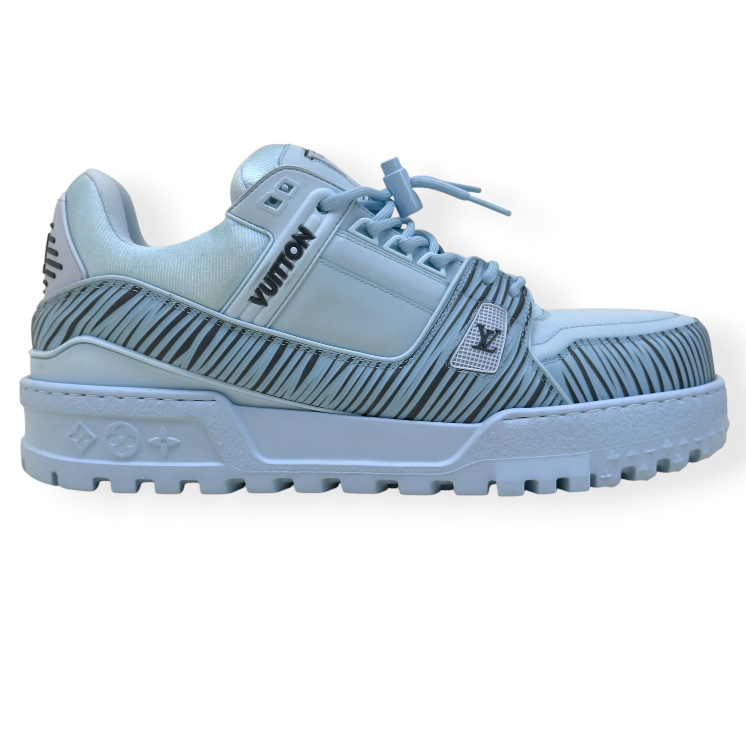 LOUIS VUITTON X PARK SEO-BO LV TRAINER MAXI SNEAKER LIGHT BLUE UK10