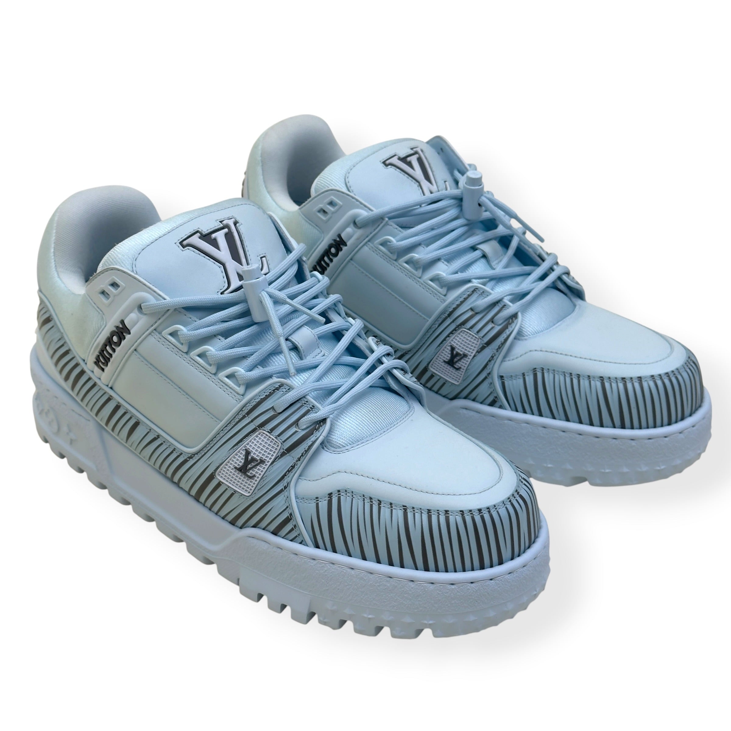 LOUIS VUITTON X PARK SEO-BO LV TRAINER MAXI SNEAKER LIGHT BLUE UK10