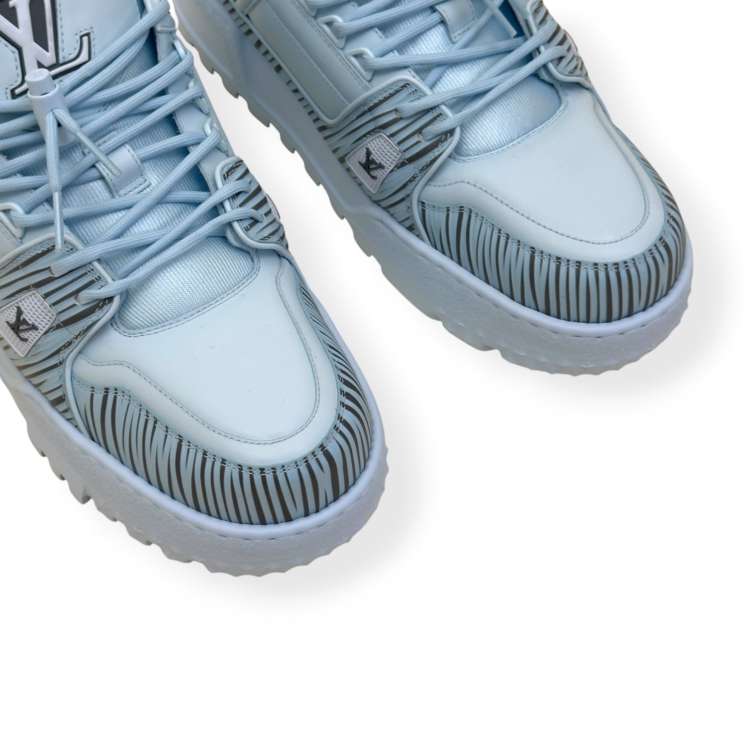 LOUIS VUITTON X PARK SEO-BO LV TRAINER MAXI SNEAKER LIGHT BLUE UK10