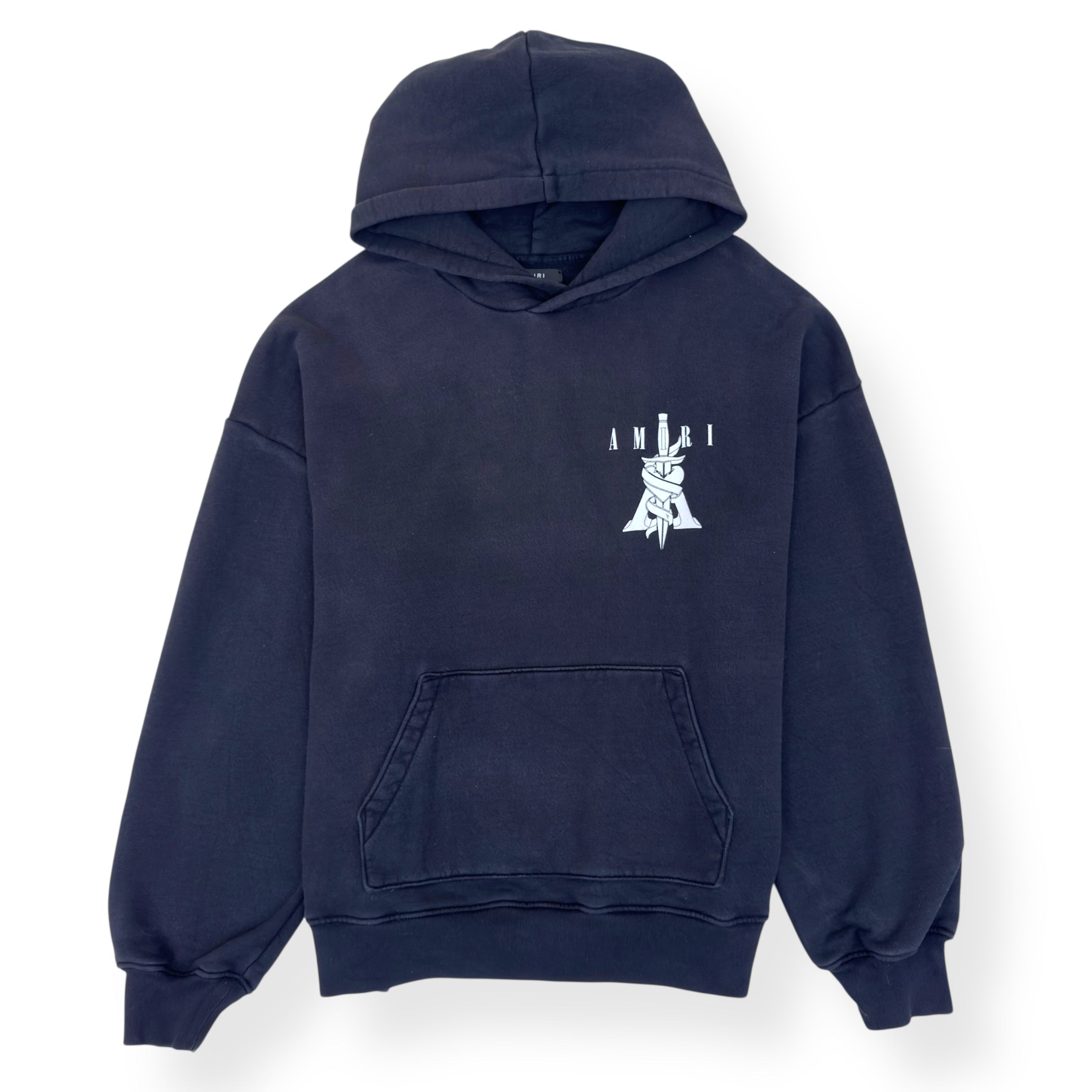 AMIRI DAGGER GRAPHIC PRINT HOODIE BLACK / WHITE XL
