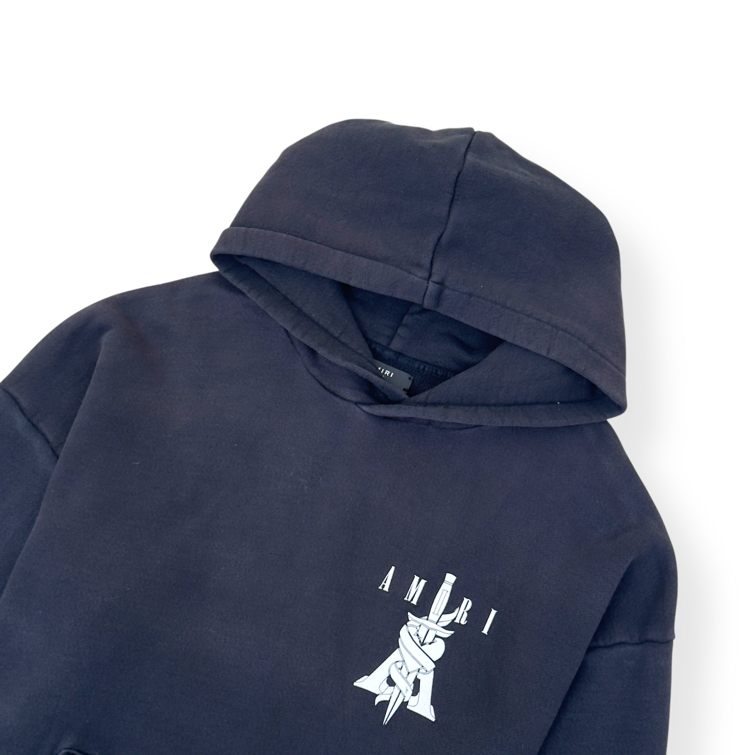 AMIRI DAGGER GRAPHIC PRINT HOODIE BLACK / WHITE XL