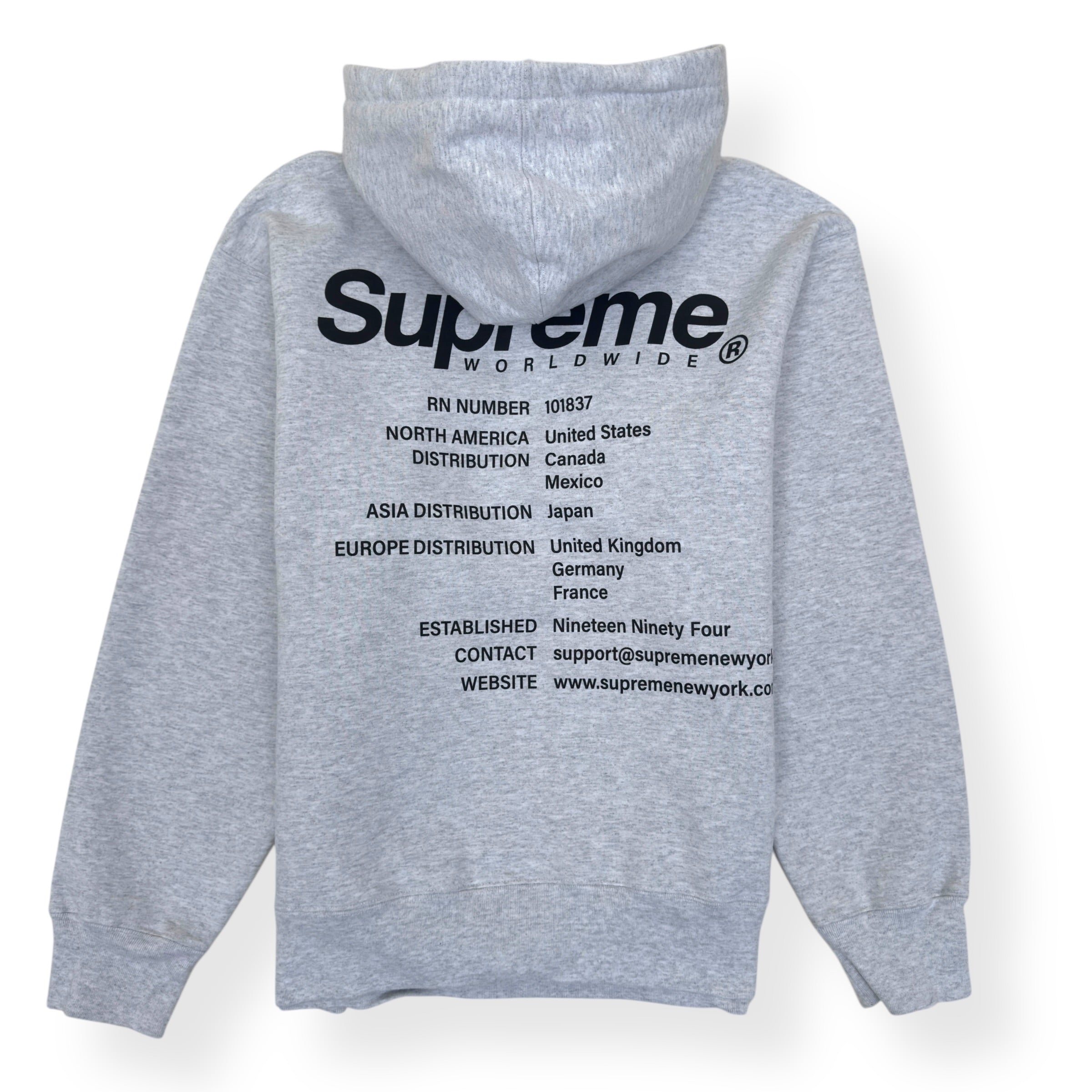 SUPREME WORLDWIDE HOODIE GREY / BLACK M