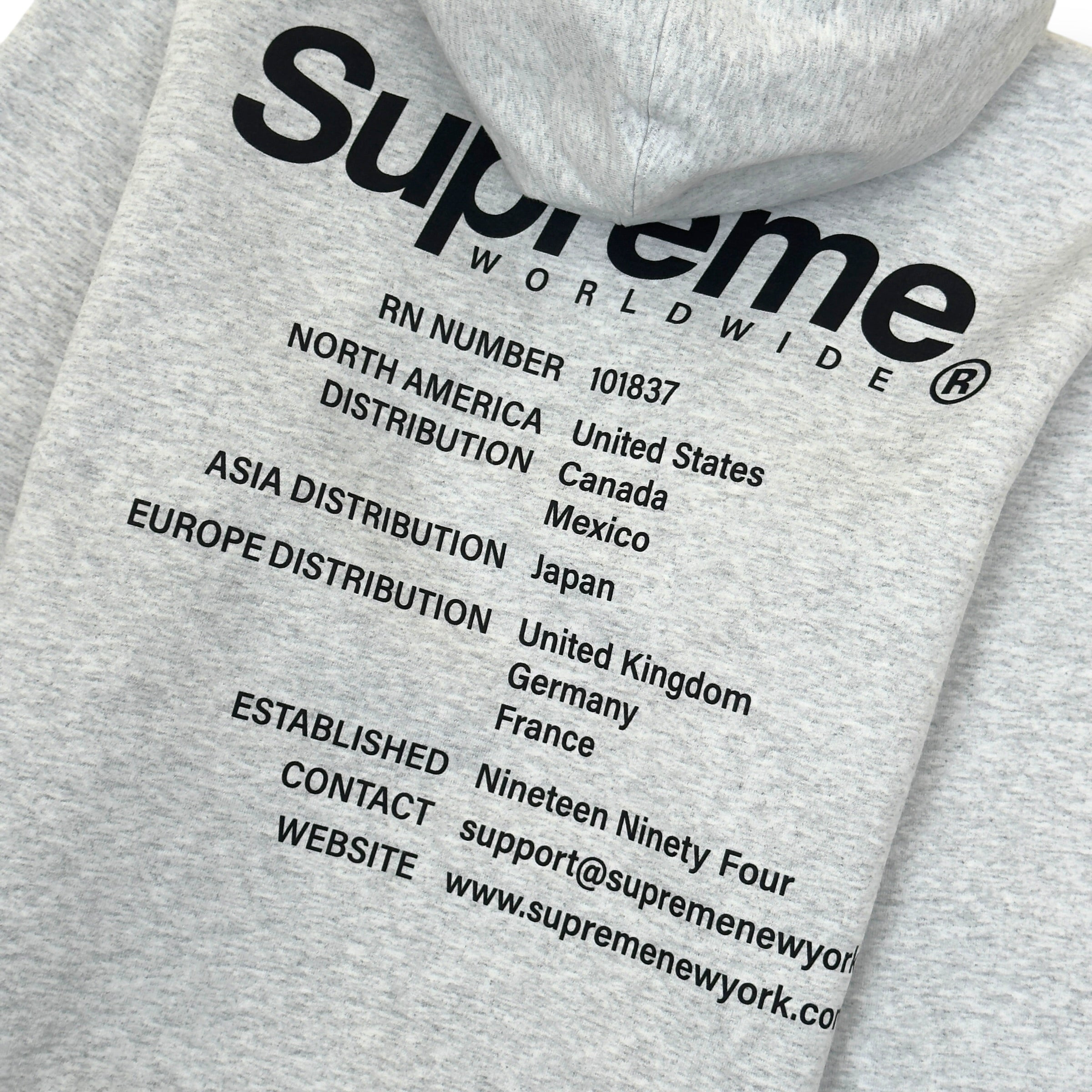 SUPREME WORLDWIDE HOODIE GREY / BLACK M