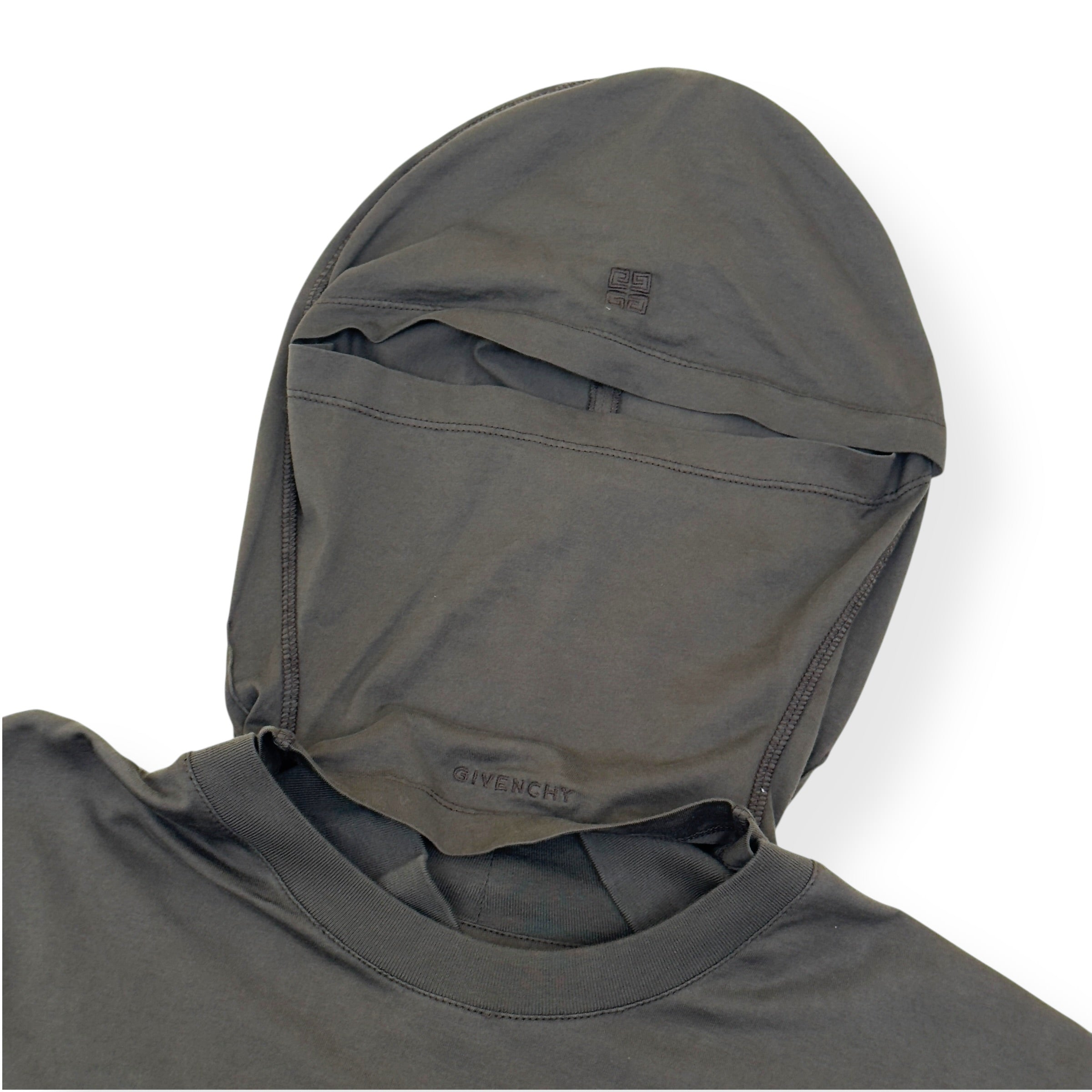 GIVENCHY LAYERED GRAPHIC LONG-SLEEVE BALACLAVA T-SHIRT KHAKI L
