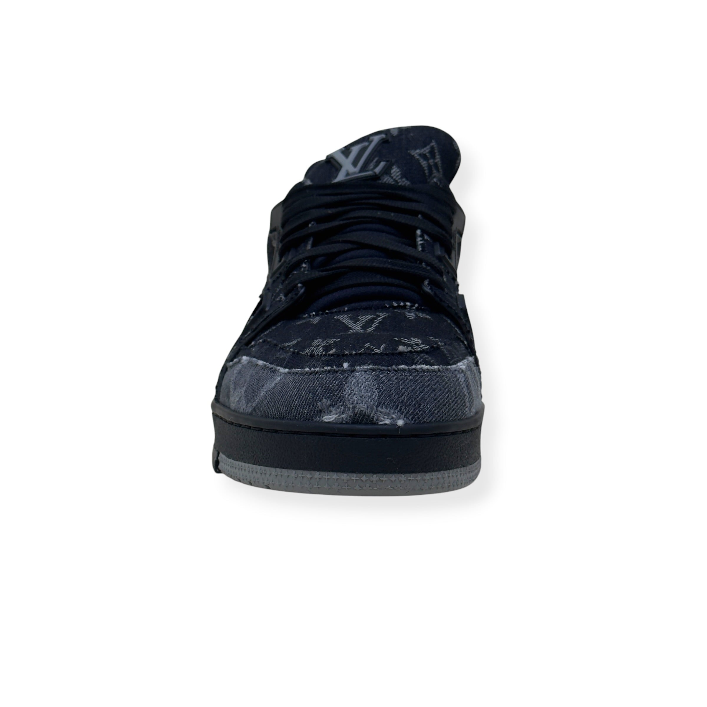 LOUIS VUITTON LV TRAINER MONOGRAM DENIM SNEAKER BLACK UK8