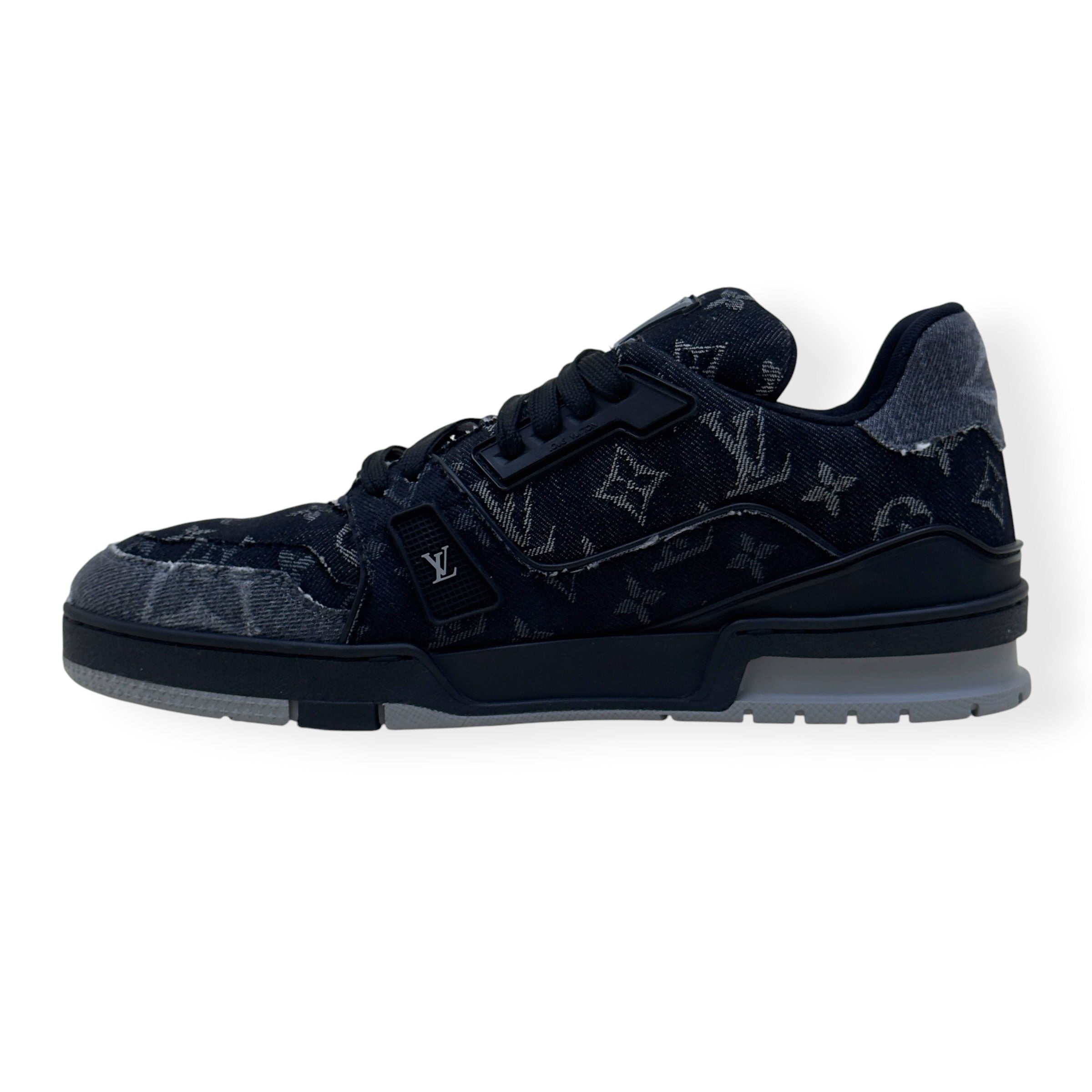 LOUIS VUITTON LV TRAINER MONOGRAM DENIM SNEAKER BLACK UK8