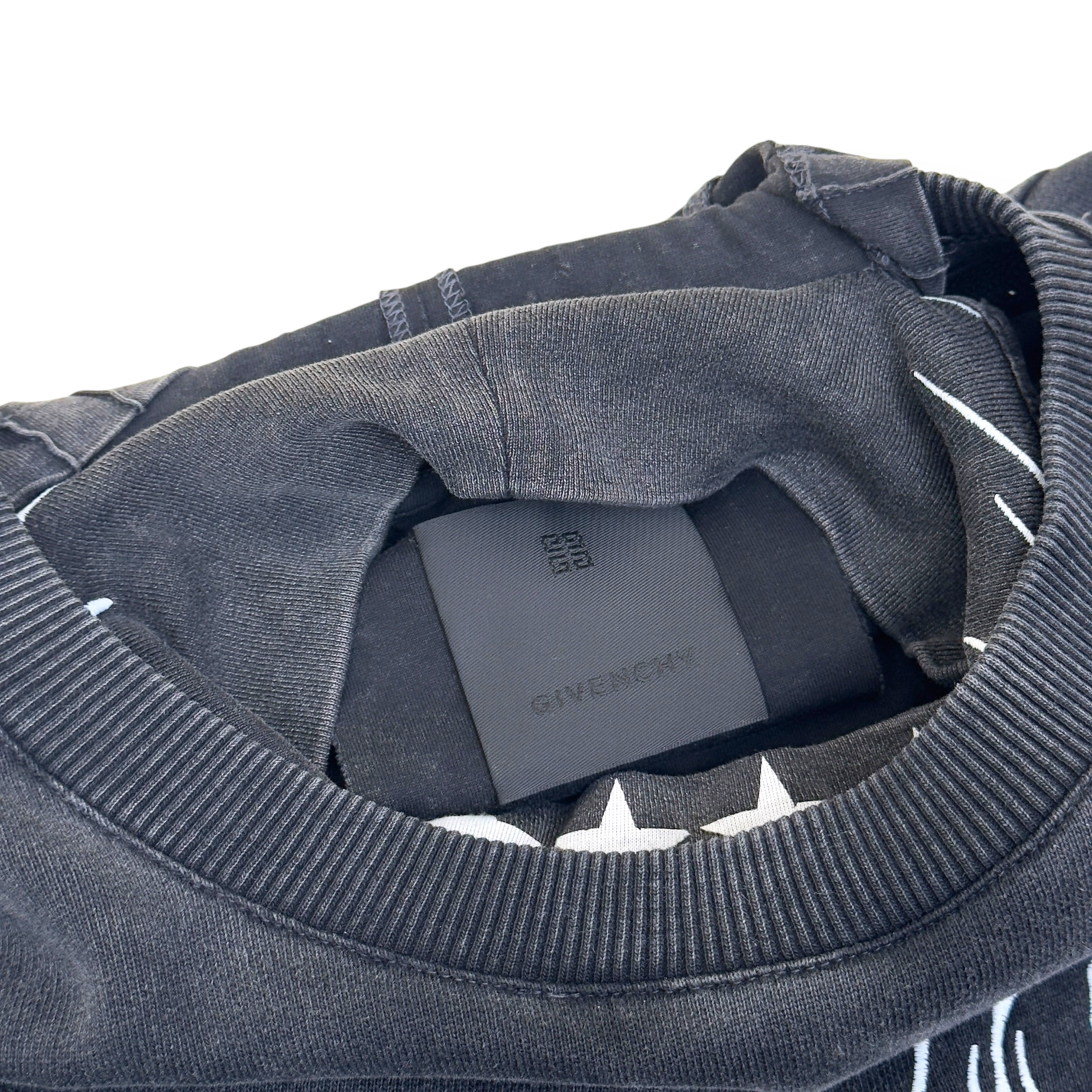 GIVENCHY LAYERED GRAPHIC SHORY-SLEEVE BALACLAVA T-SHIRT CHARCOAL M