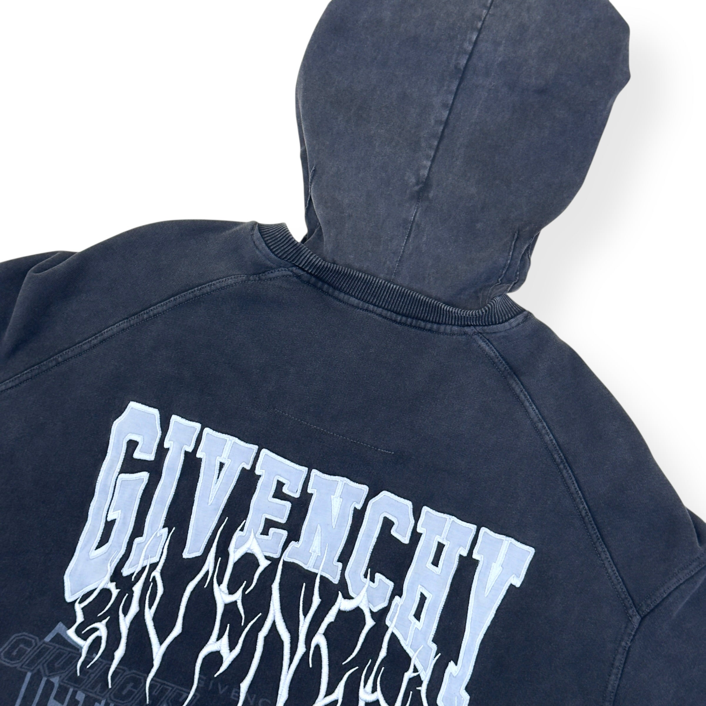 GIVENCHY LAYERED GRAPHIC SHORY-SLEEVE BALACLAVA T-SHIRT CHARCOAL M