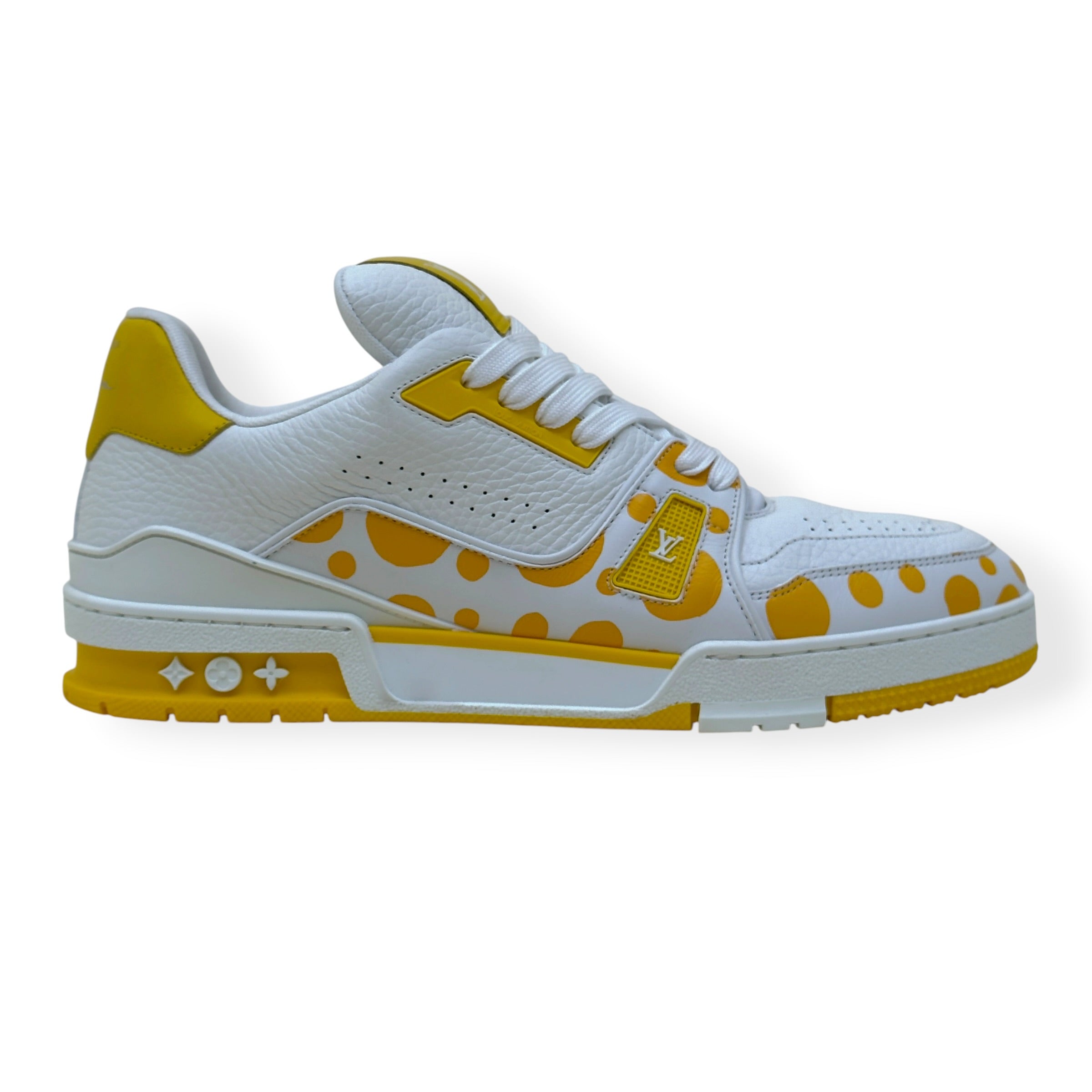 LOUIS VUITTON X YAYOI KUSAMA LV TRAINER SNEAKER WHITE / YELLOW UK8