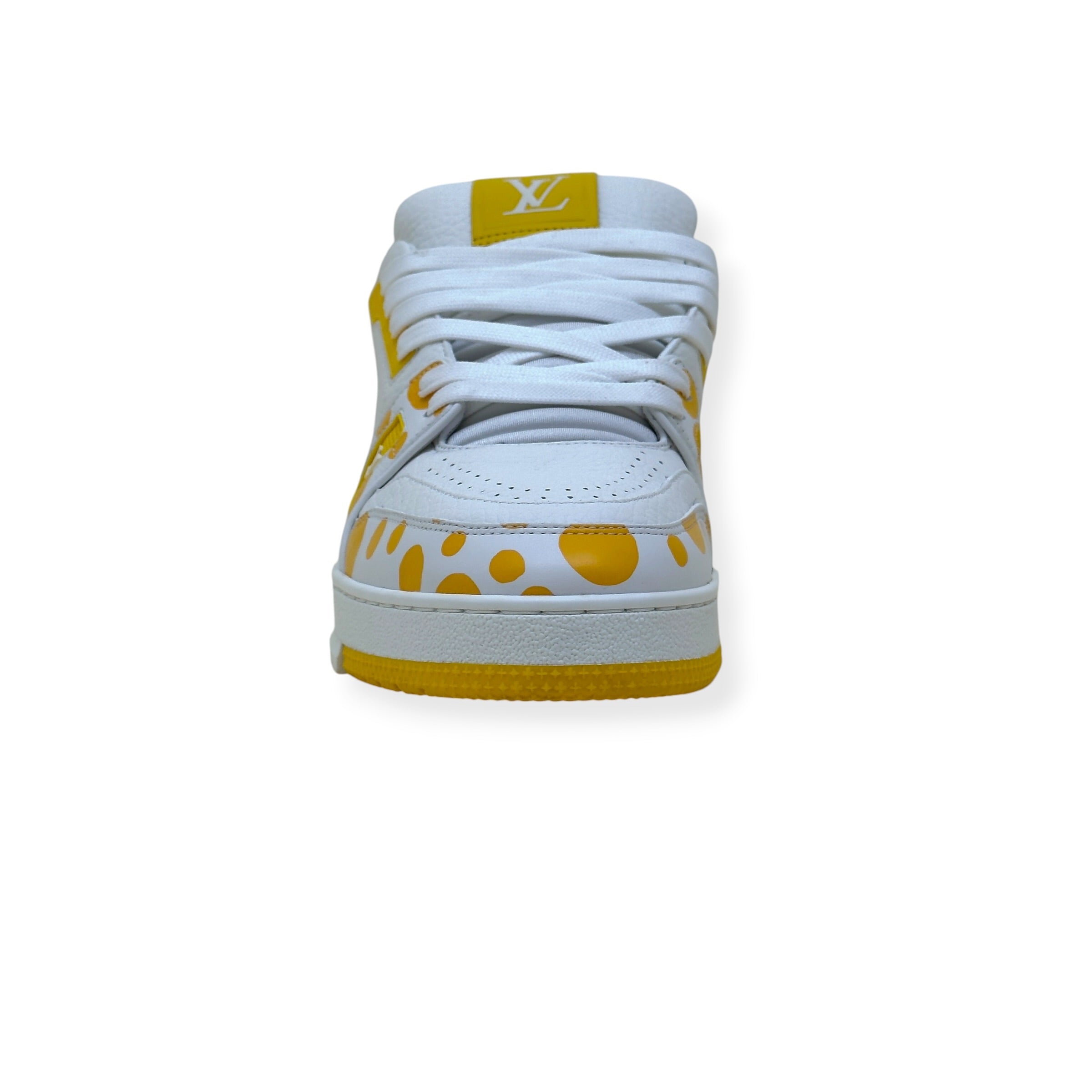 LOUIS VUITTON X YAYOI KUSAMA LV TRAINER SNEAKER WHITE / YELLOW UK8