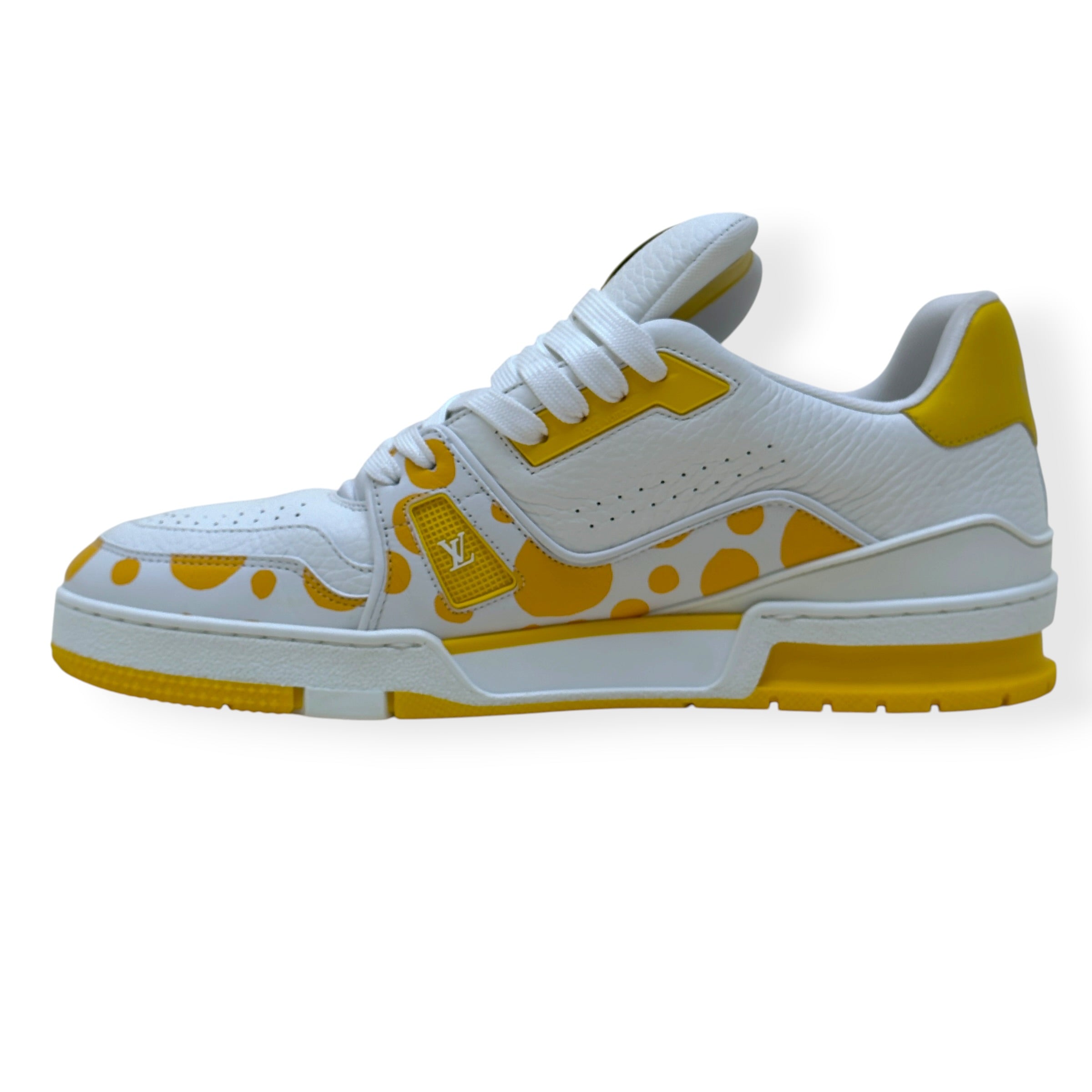 LOUIS VUITTON X YAYOI KUSAMA LV TRAINER SNEAKER WHITE / YELLOW UK8