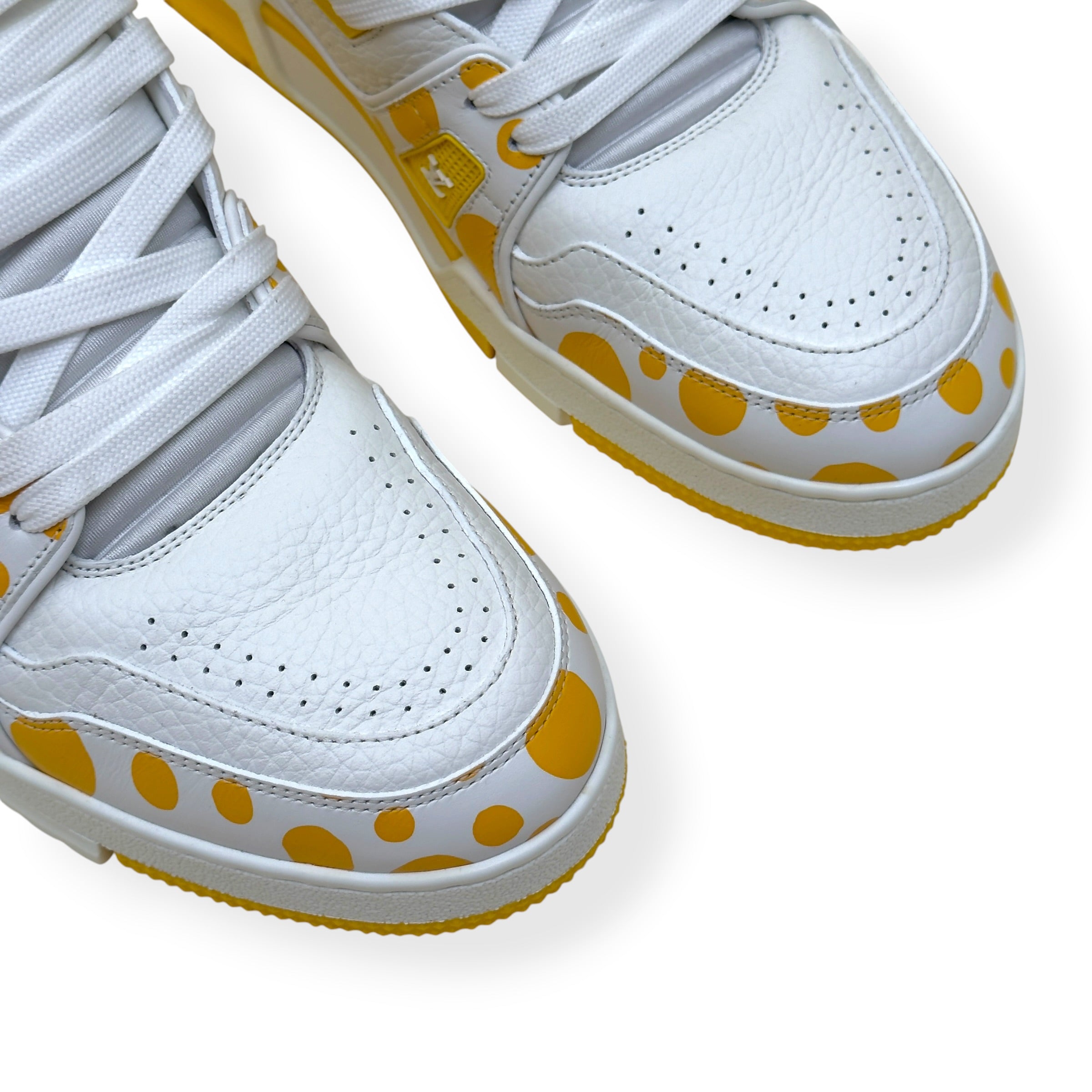 LOUIS VUITTON X YAYOI KUSAMA LV TRAINER SNEAKER WHITE / YELLOW UK8