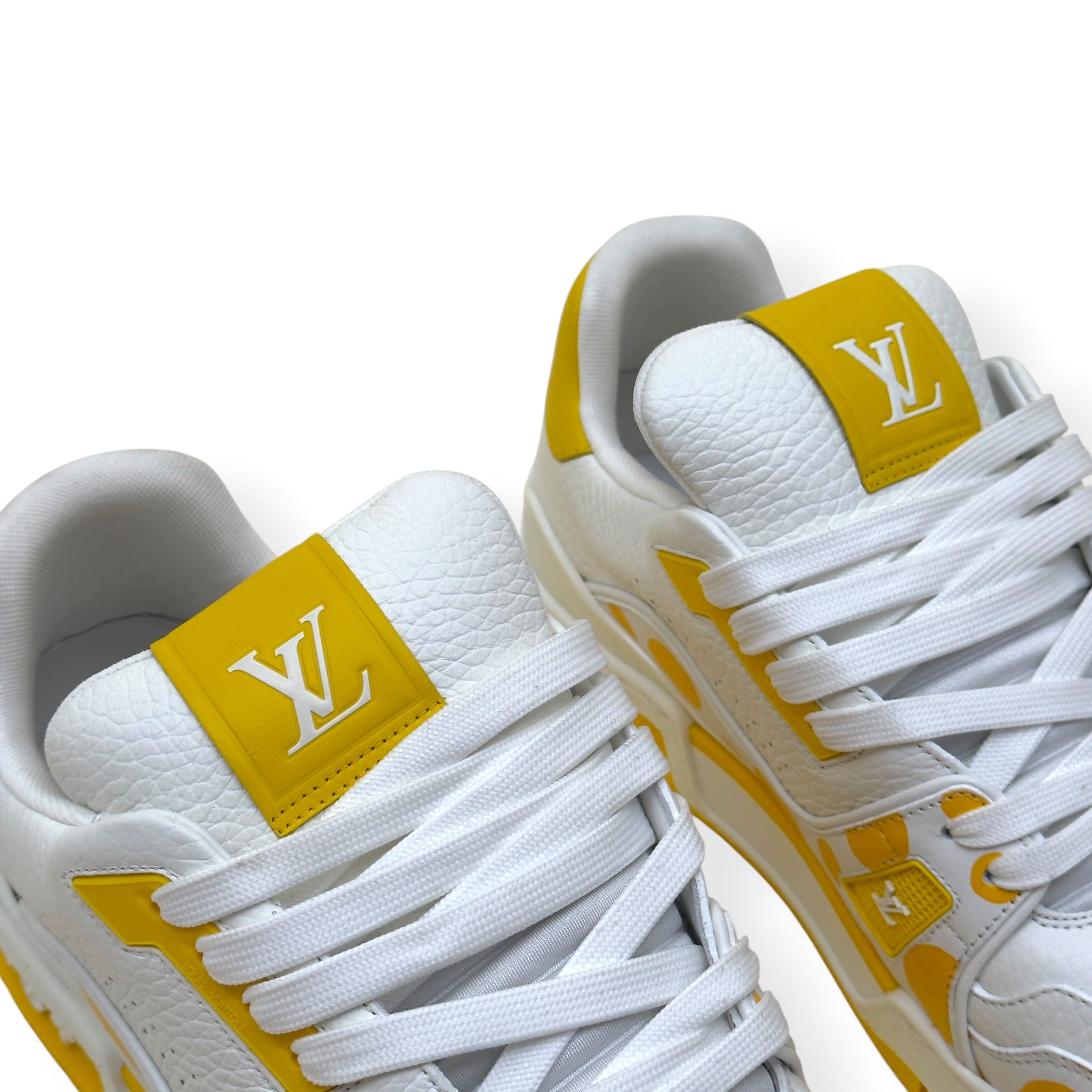 LOUIS VUITTON X YAYOI KUSAMA LV TRAINER SNEAKER WHITE / YELLOW UK8
