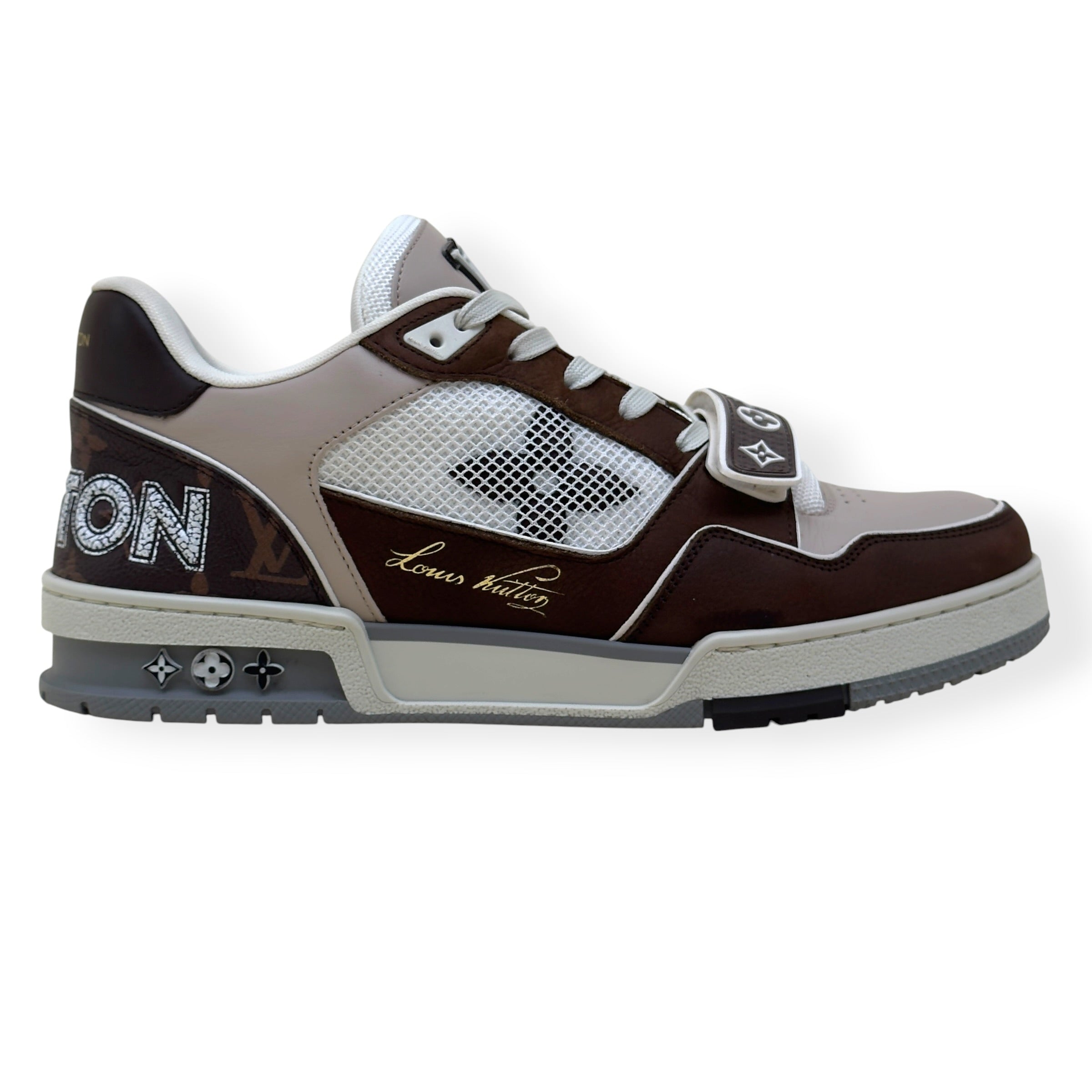 LOUIS VUITTON LV TRAINER MONOGRAM ECLIPSE SNEAKER BROWN UK7.5