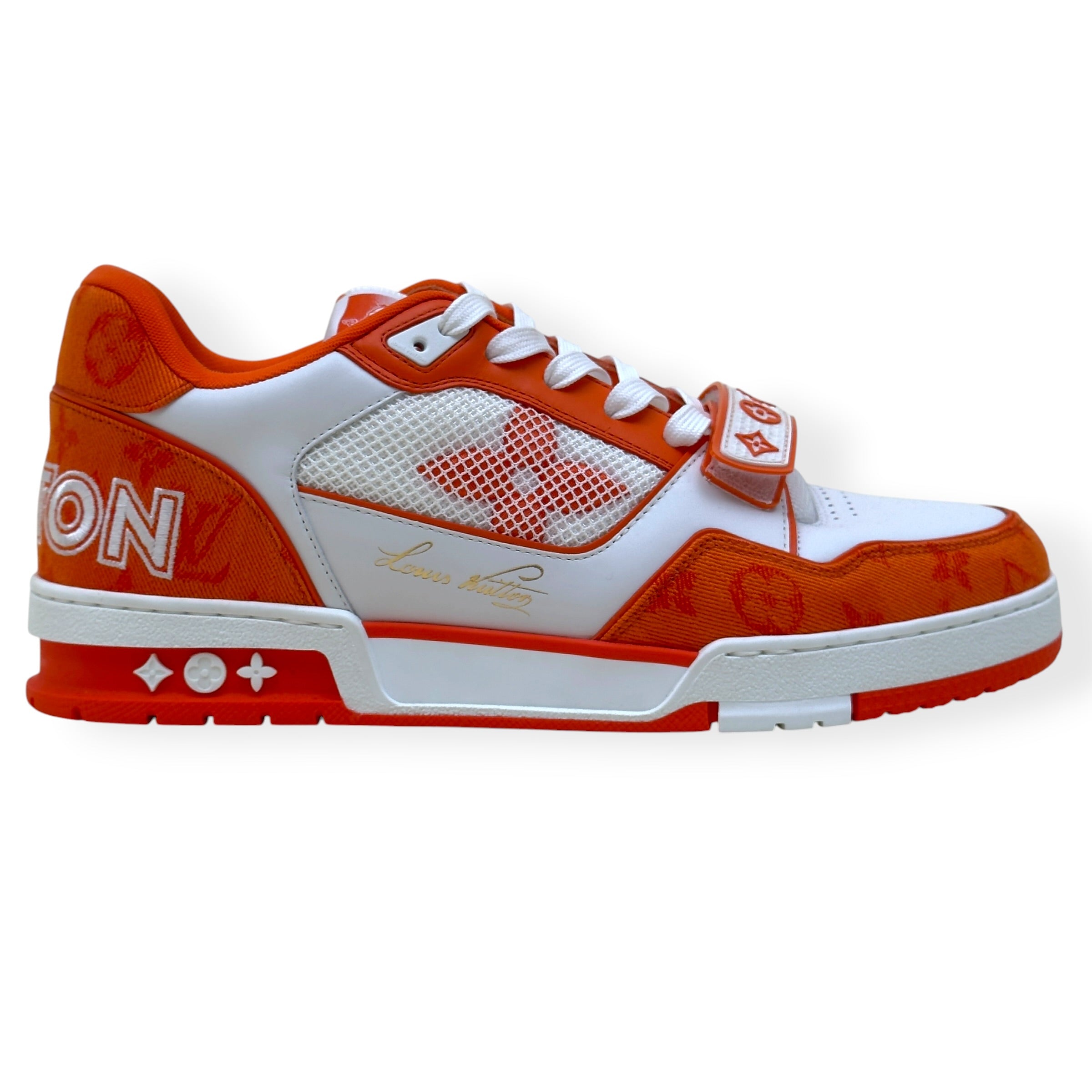 LOUIS VUITTON LV TRAINER MONOGRAM SNEAKER ORANGE / WHITE UK9