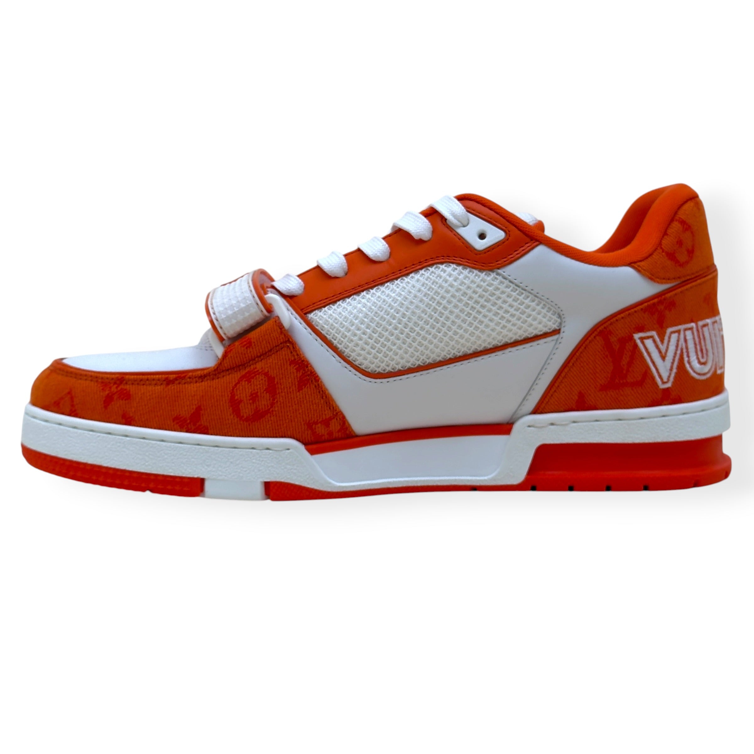 LOUIS VUITTON LV TRAINER MONOGRAM SNEAKER ORANGE / WHITE UK9